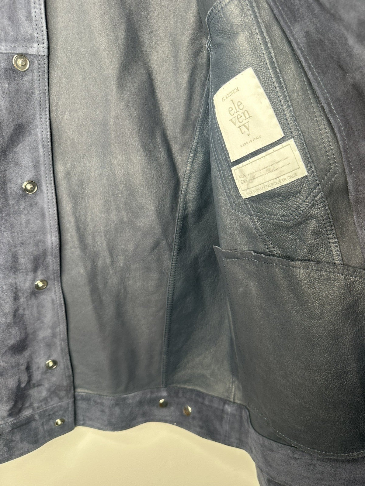 Eleventy Suede Trucker Jacket Navy Small Mens RRP £1460