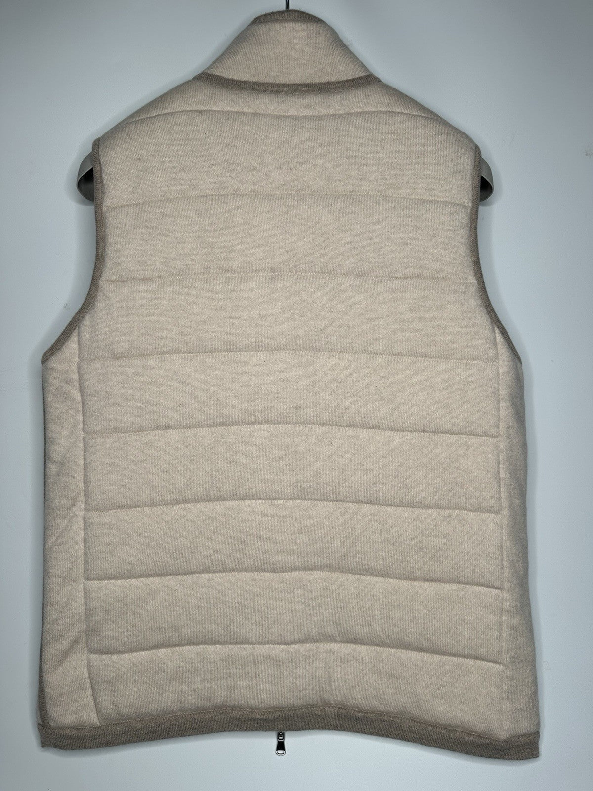 N.Peal Mens Cashmere Full Zip Gilet Size Large Sand RRP £895