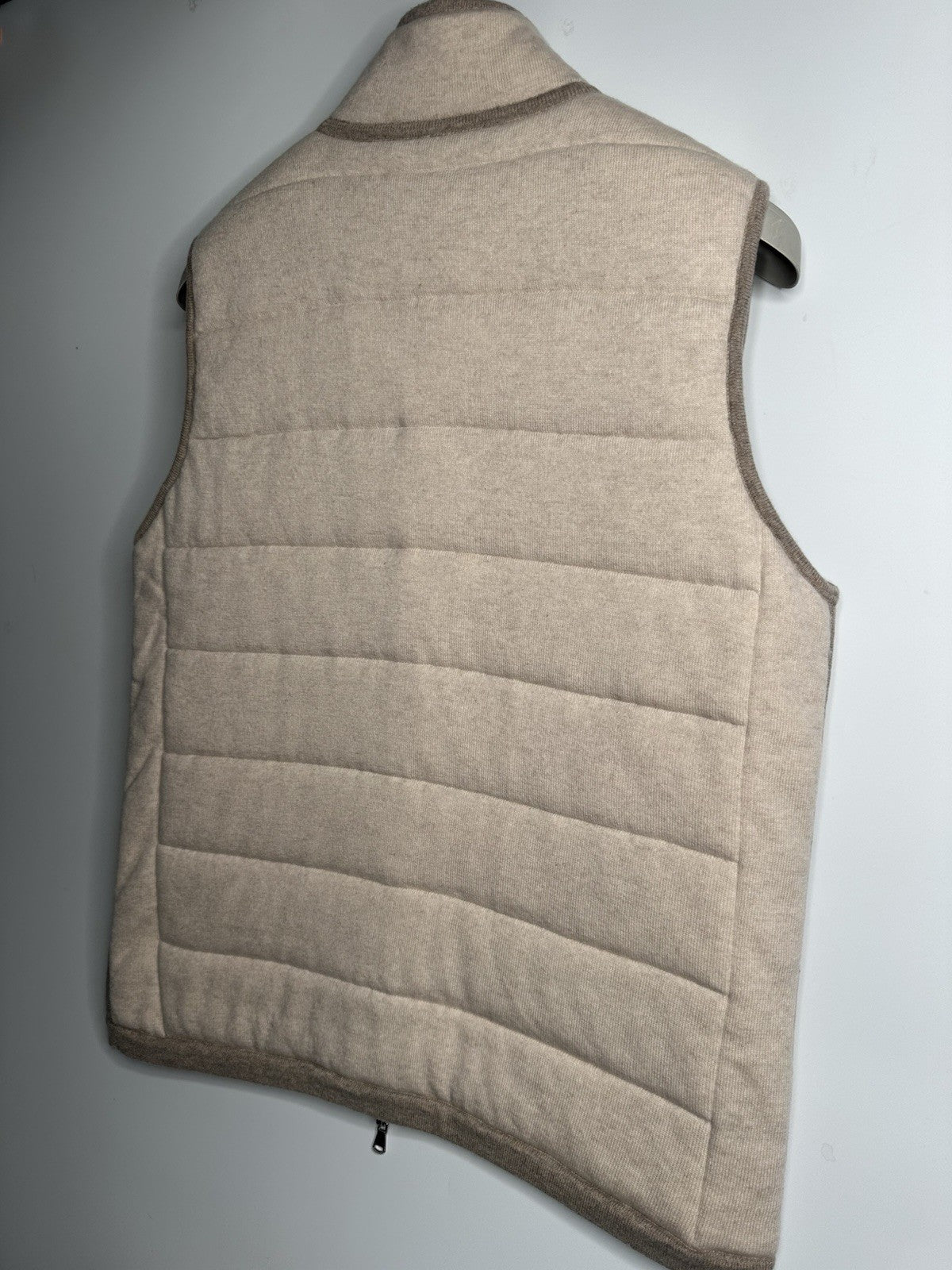 N.Peal Mens Cashmere Full Zip Gilet Size Large Sand RRP £895