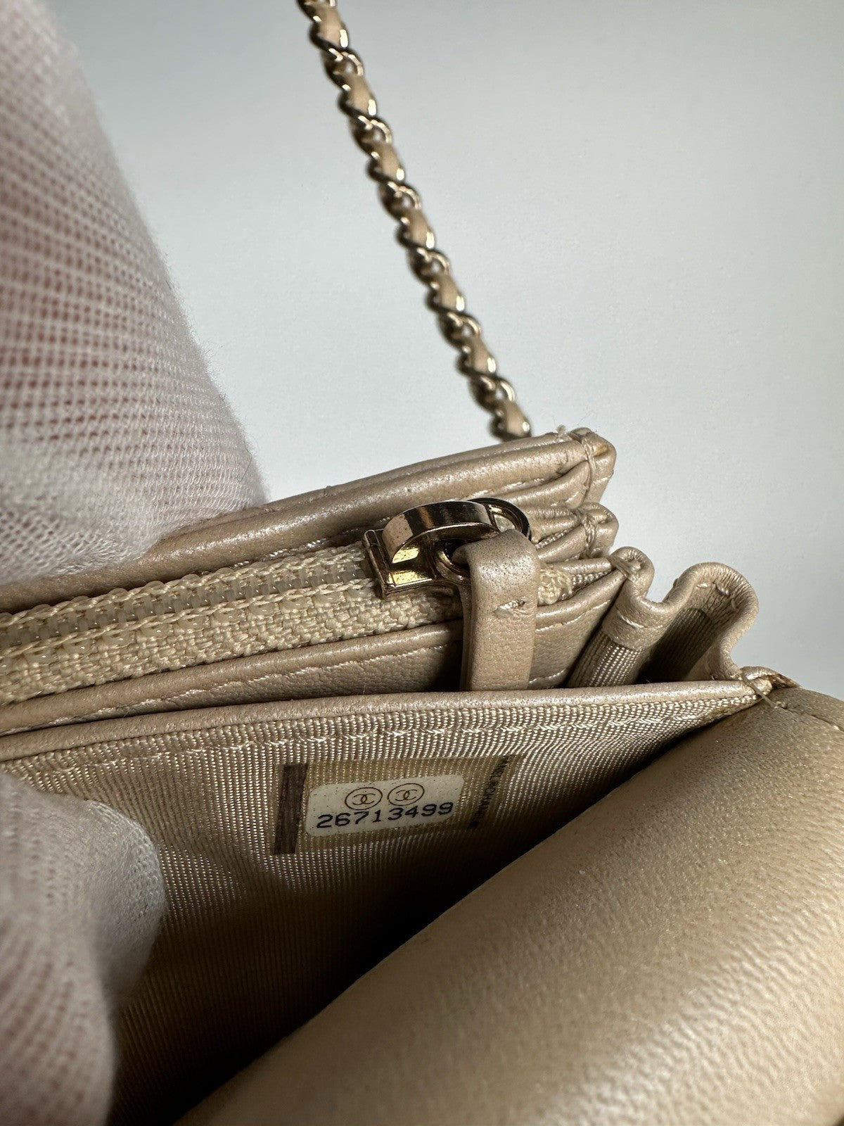 Chanel Lambskin Quilted Pearl Clutch With Chain Bag