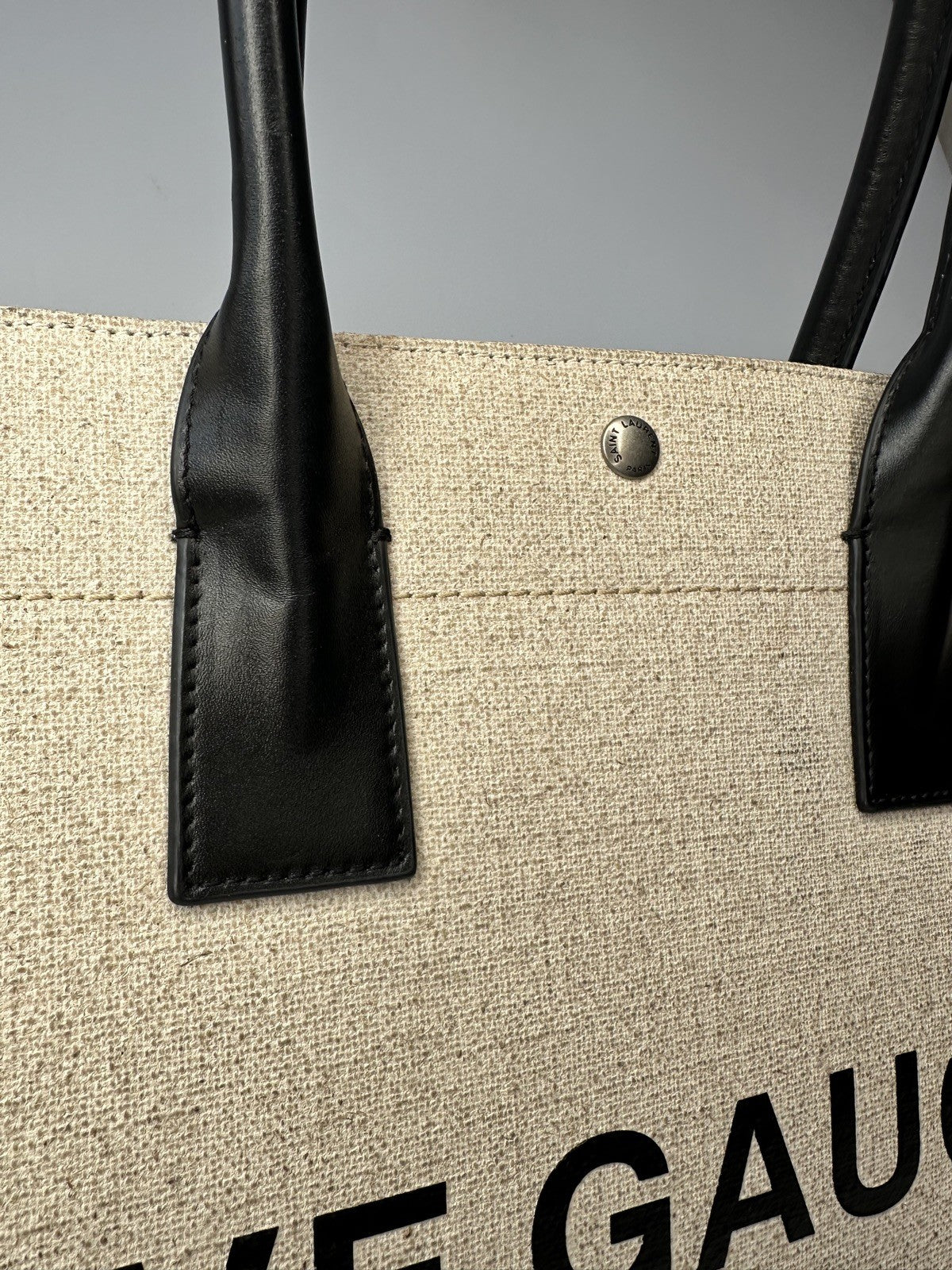 Saint Laurent Rive Gauche Tote Bag Canvas & Leather Unisex