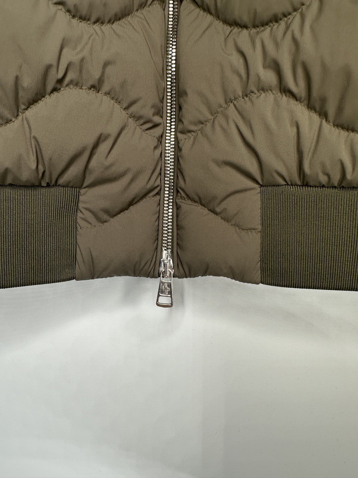 Moncler Giubotto Borely Khaki Jacket Mens Size 4 / X Large Black Badge