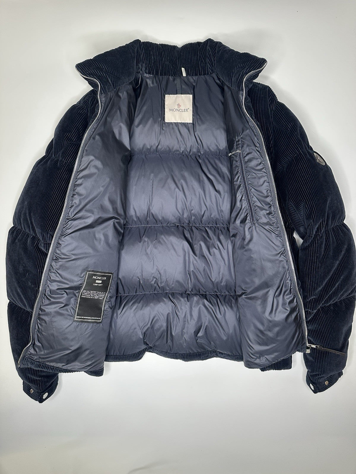 Moncler Besbre Jacket Mens Size 4 (XL) Navy Blue Corduroy