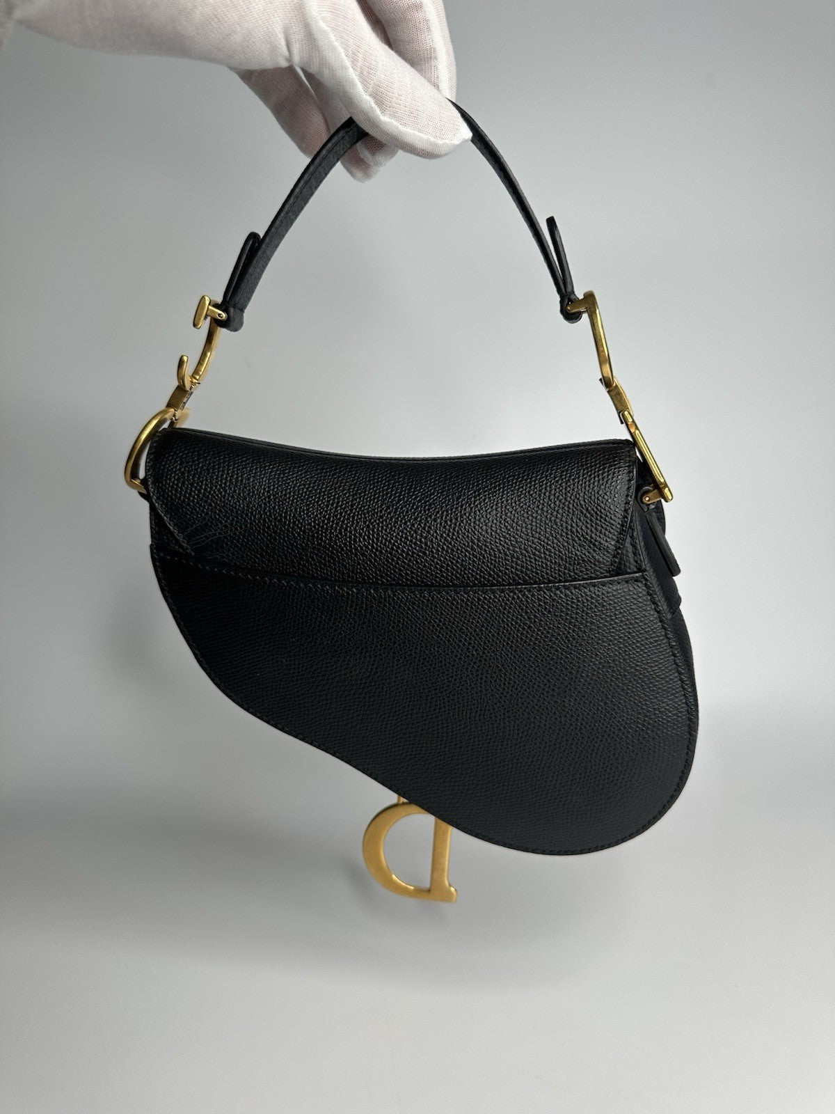 Christian Dior Saddle Mini Black Shoulder Bag Black Leather & Gold Hardware