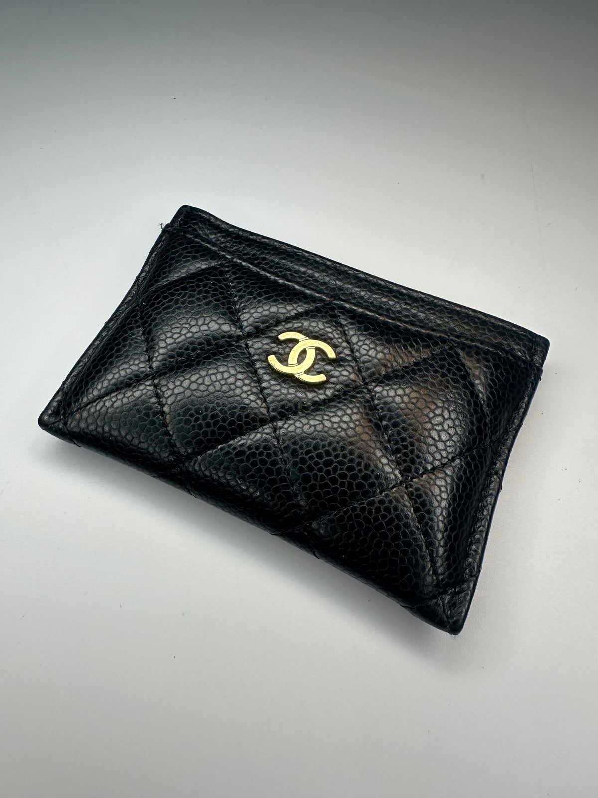 Chanel Classic Quilted Caviar Card Holder Black