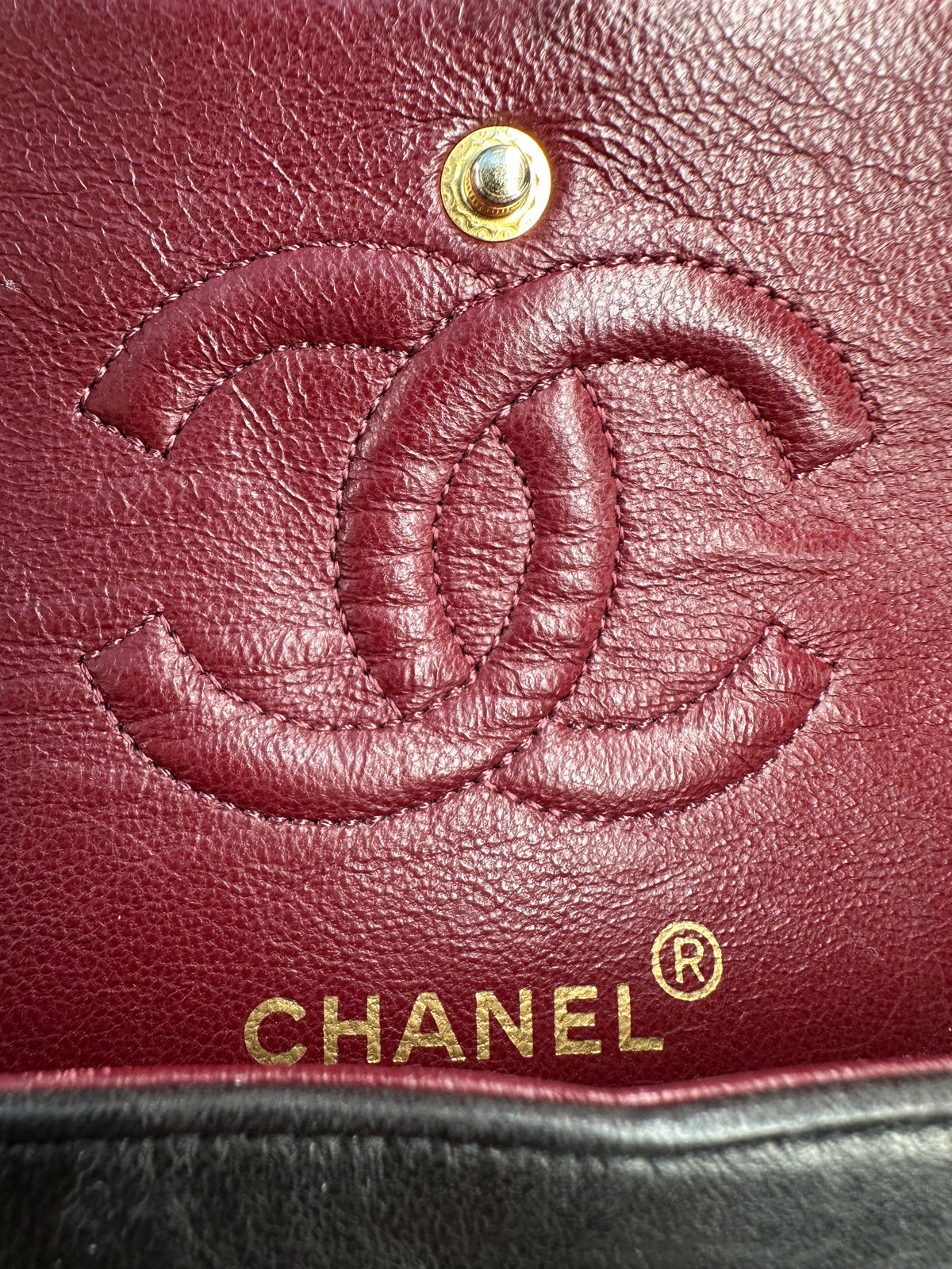 Chanel Black (Chocolate Brown Patina) Lambskin Small Classic Double Flap Bag