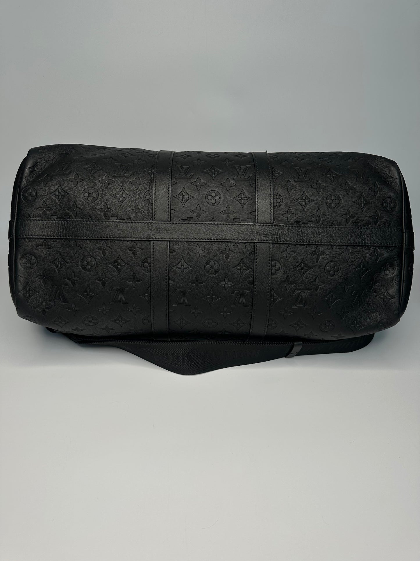 Louis Vuitton Keepall Bandoulière 50 Monogram Shadow Black Leather