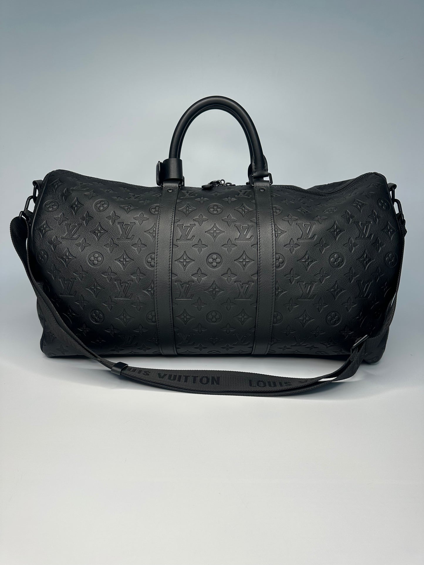 Louis Vuitton Keepall Bandoulière 50 Monogram Shadow Black Leather