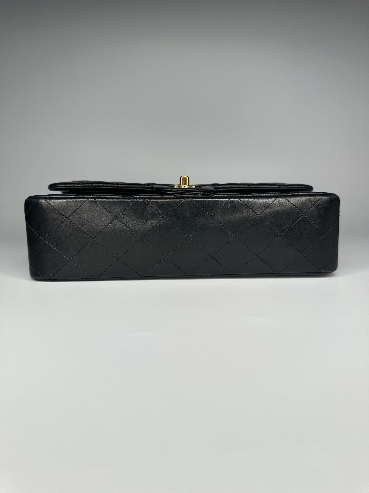 Chanel Black Medium Classic Double Flap Bag Quilted Lambskin Leather 2011