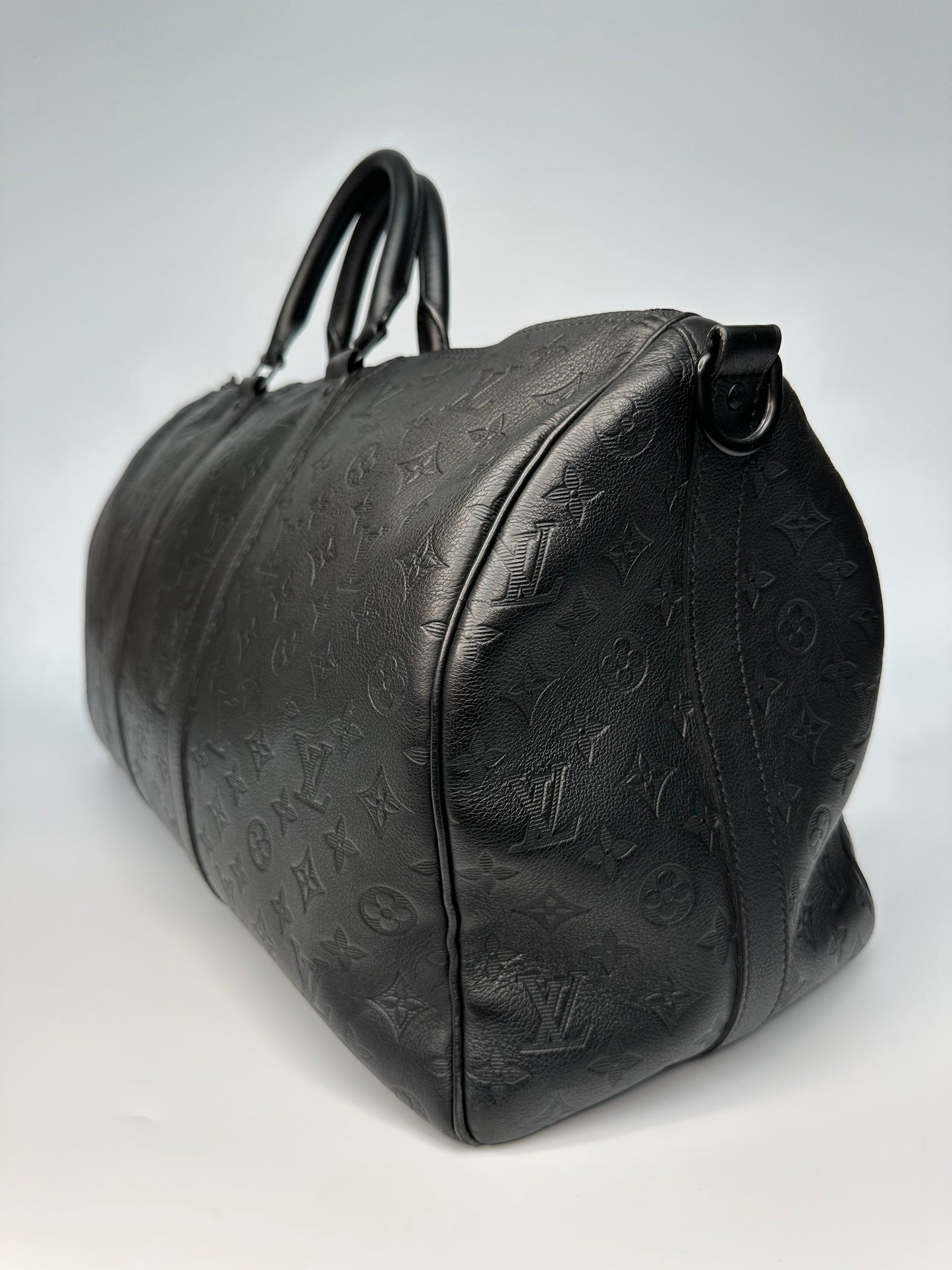 Louis Vuitton Keepall Bandoulière 50 Monogram Shadow Black Leather