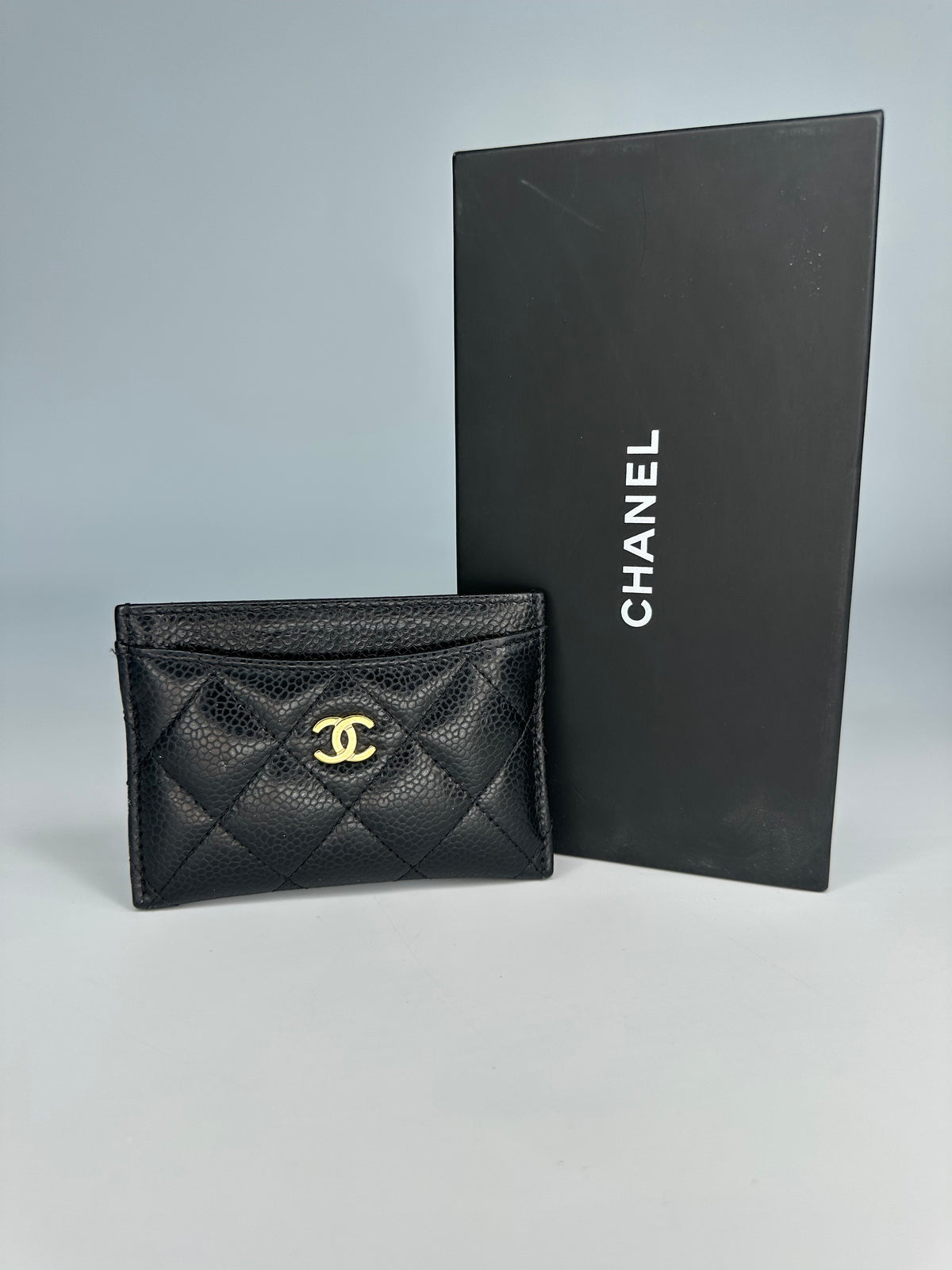 Chanel Classic Quilted Caviar Card Holder Black
