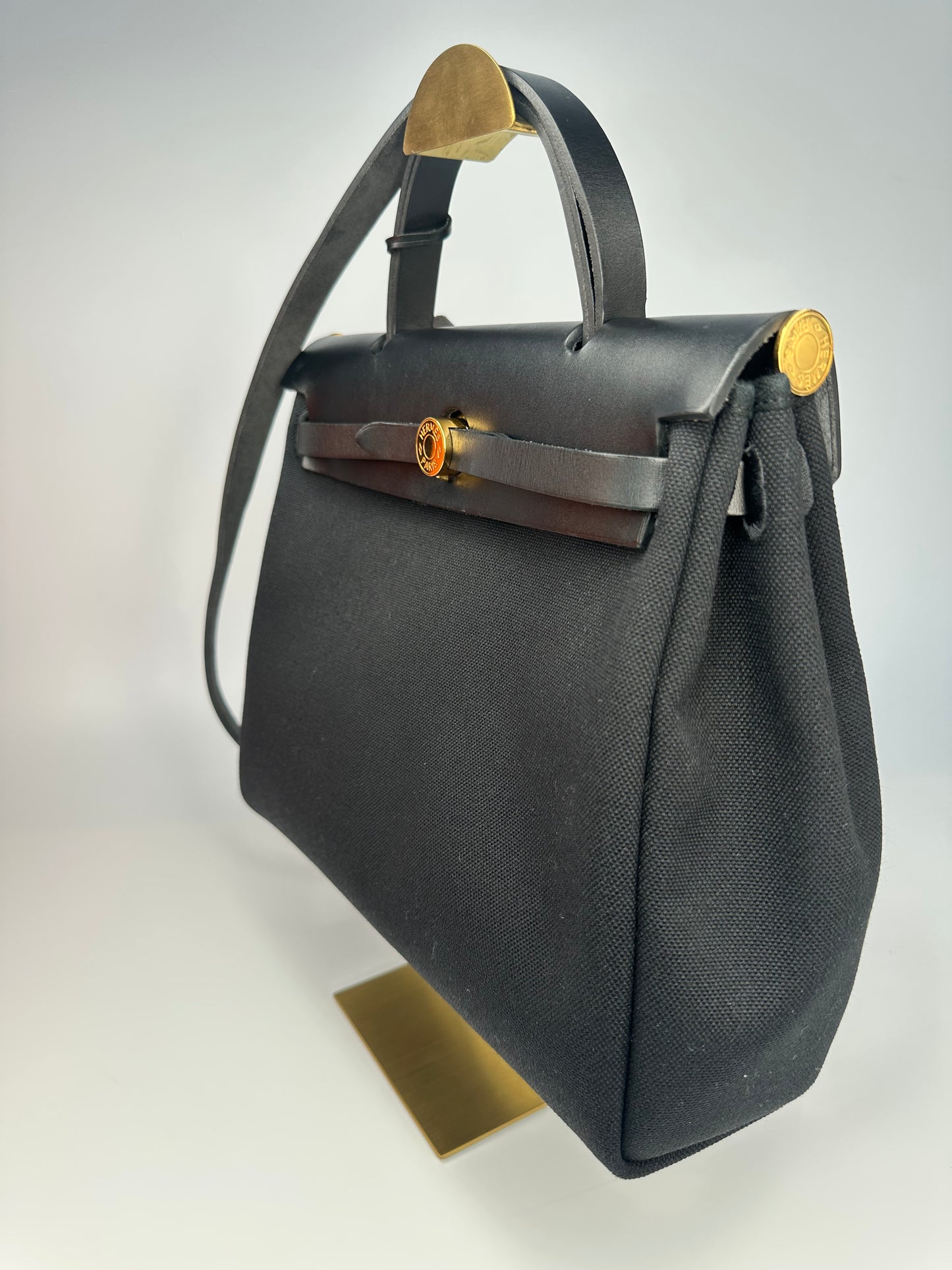 Hermès Herbag 31 Black / Noir with Gold Hardware (Full Set)