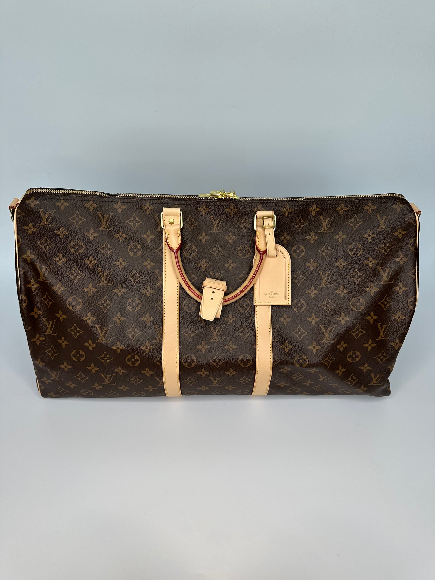 Louis Vuitton Keepall Bandoulière 55 Monogram Macassar Canvas Brown Beige