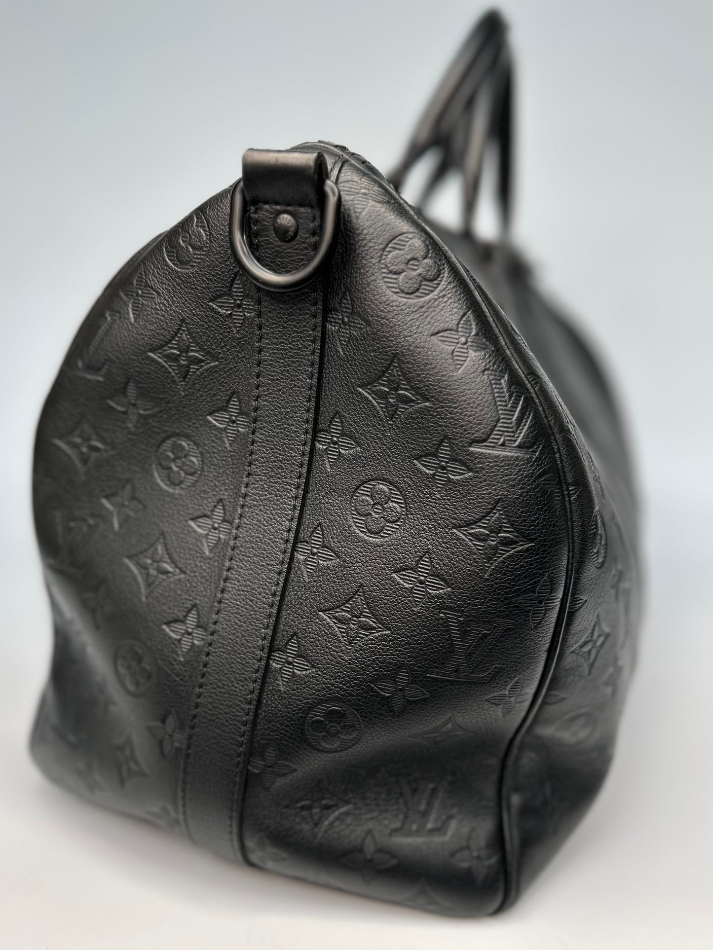 Louis Vuitton Keepall Bandoulière 50 Monogram Shadow Black Leather