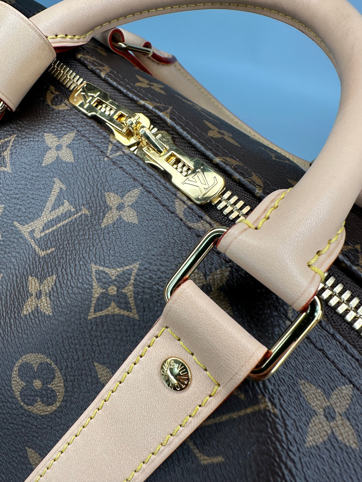 Louis Vuitton Keepall Bandoulière 55 Monogram Macassar Canvas Brown Beige