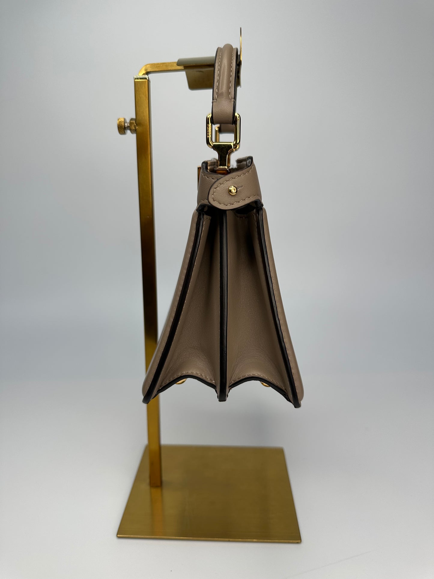 Peekaboo ISeeU Petite Dove Grey Padded Nappa Leather Bag With Strap Immaculate