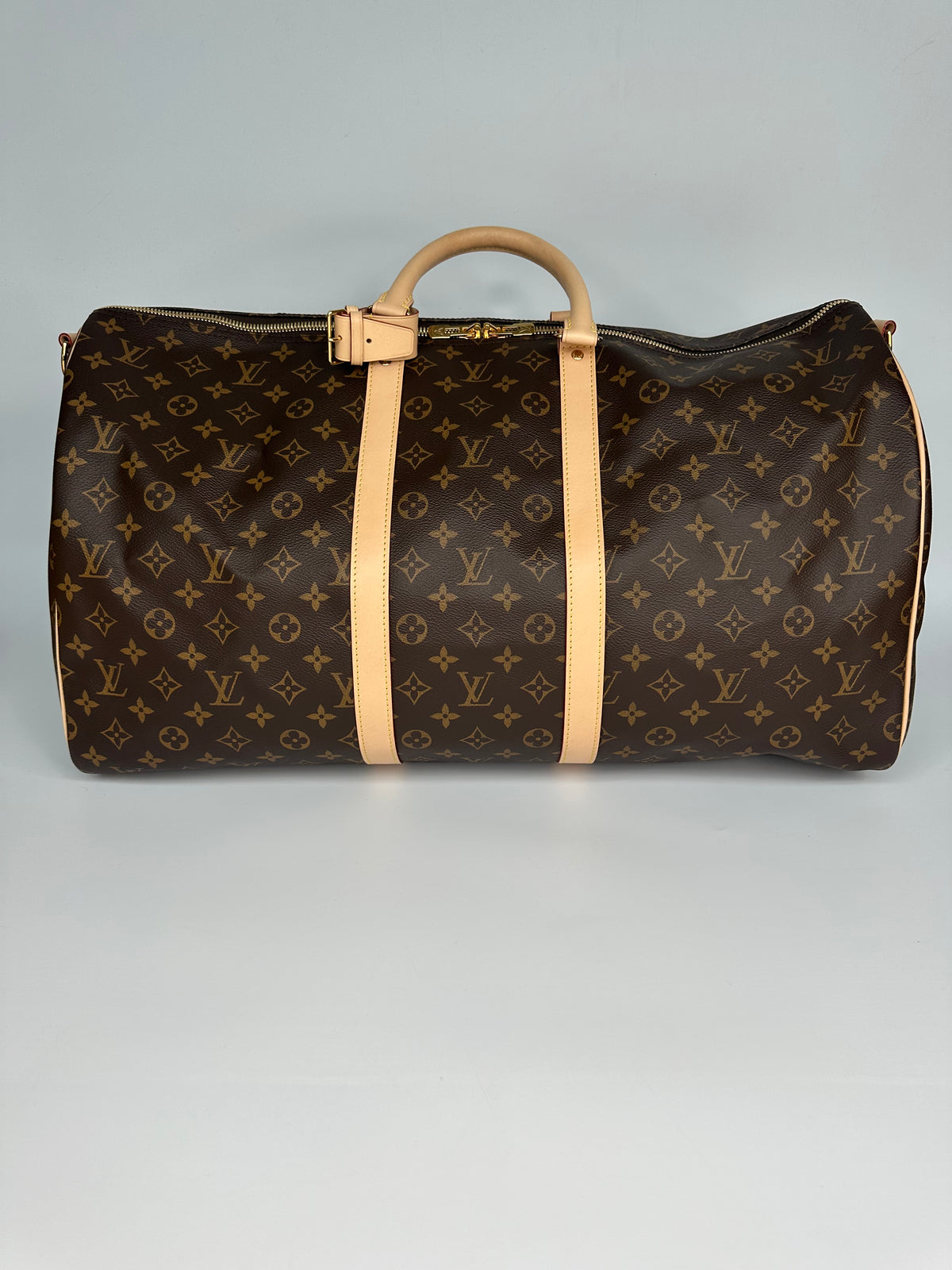 Louis Vuitton Keepall Bandoulière 55 Monogram Macassar Canvas Brown Beige