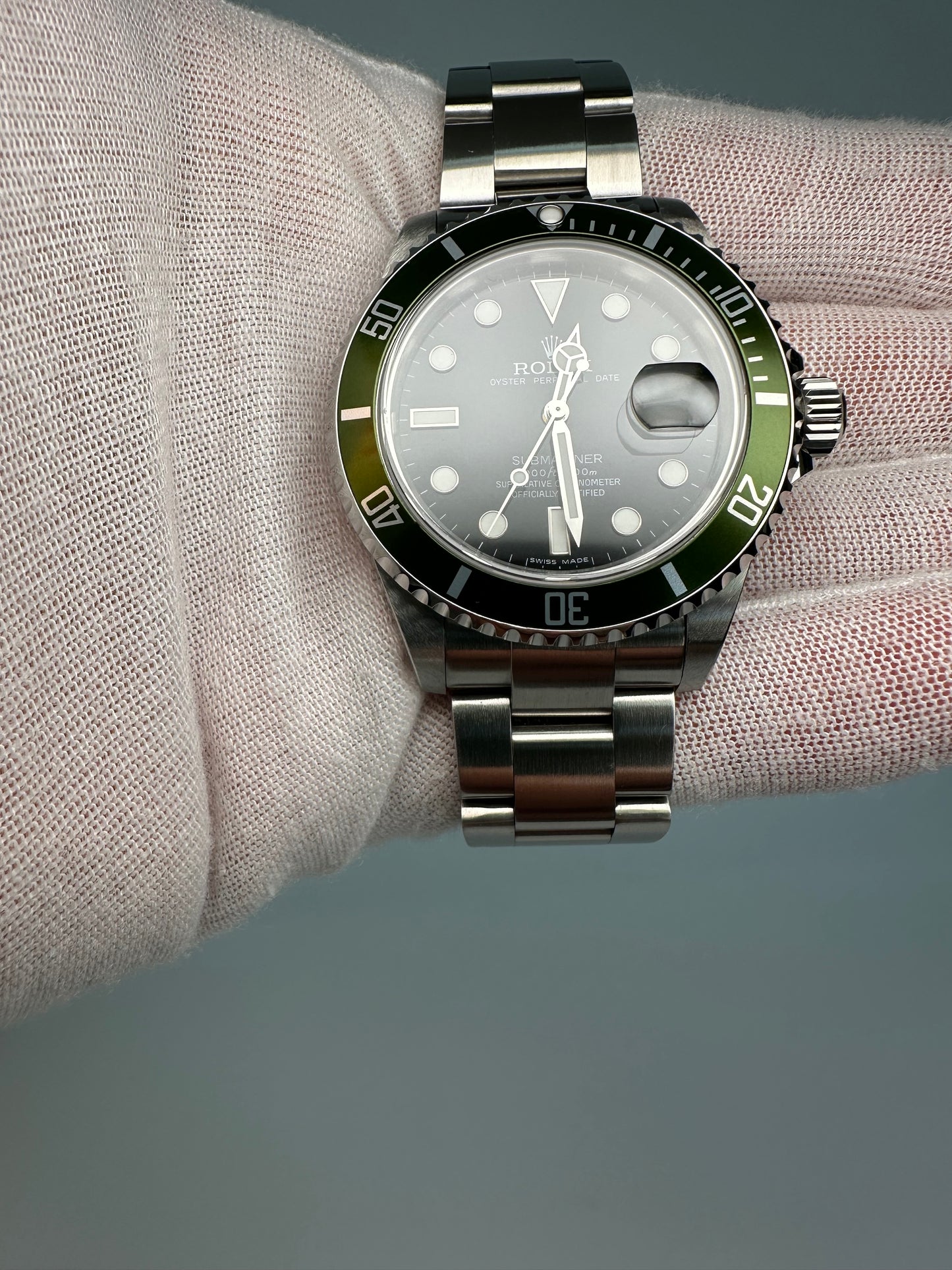 Rolex Submariner Date 16610V Kermit 50th Anniversary 2008 Full Set Unpolished