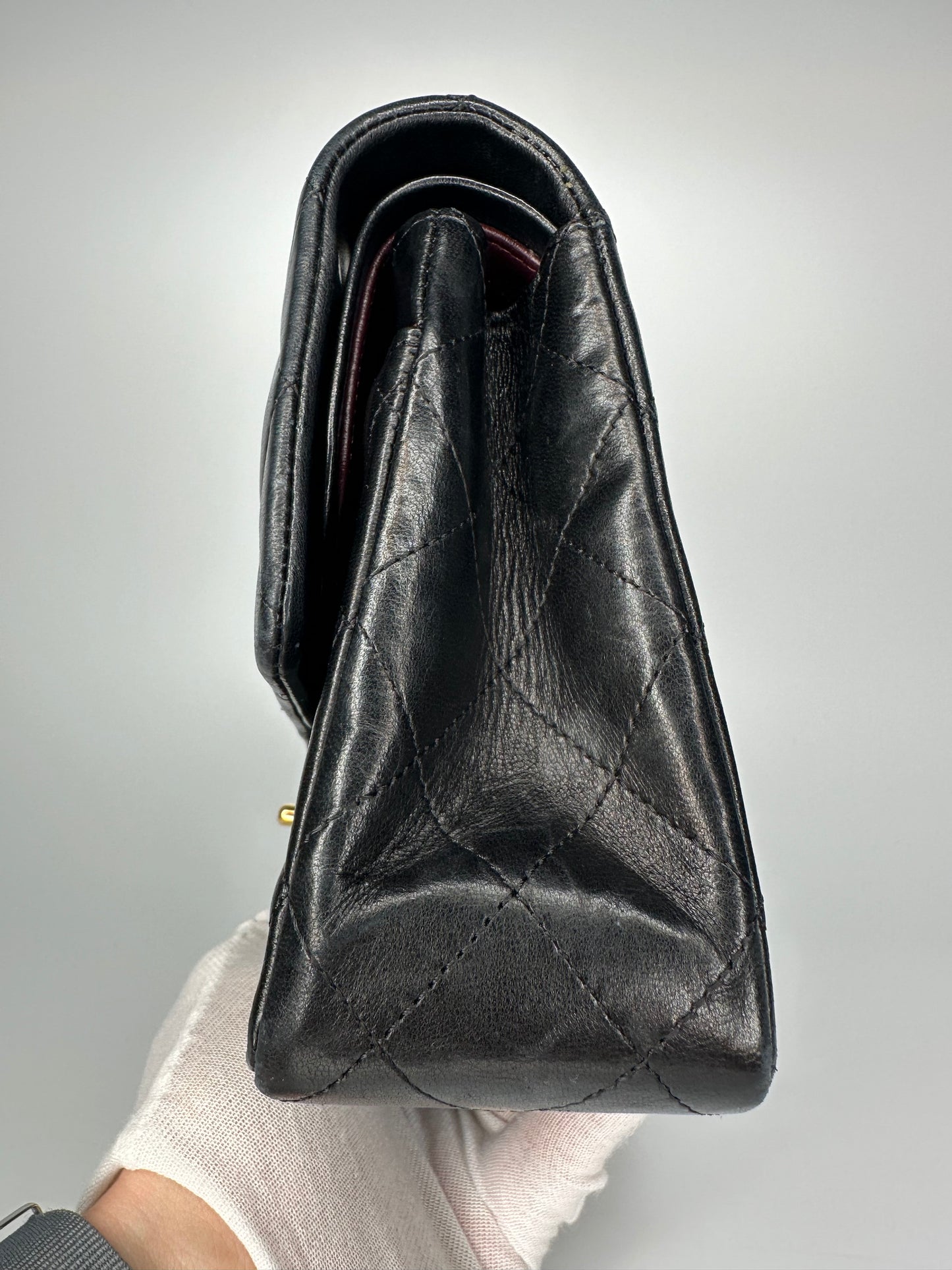 Chanel Black Medium Classic Double Flap Bag Quilted Lambskin Leather 2011
