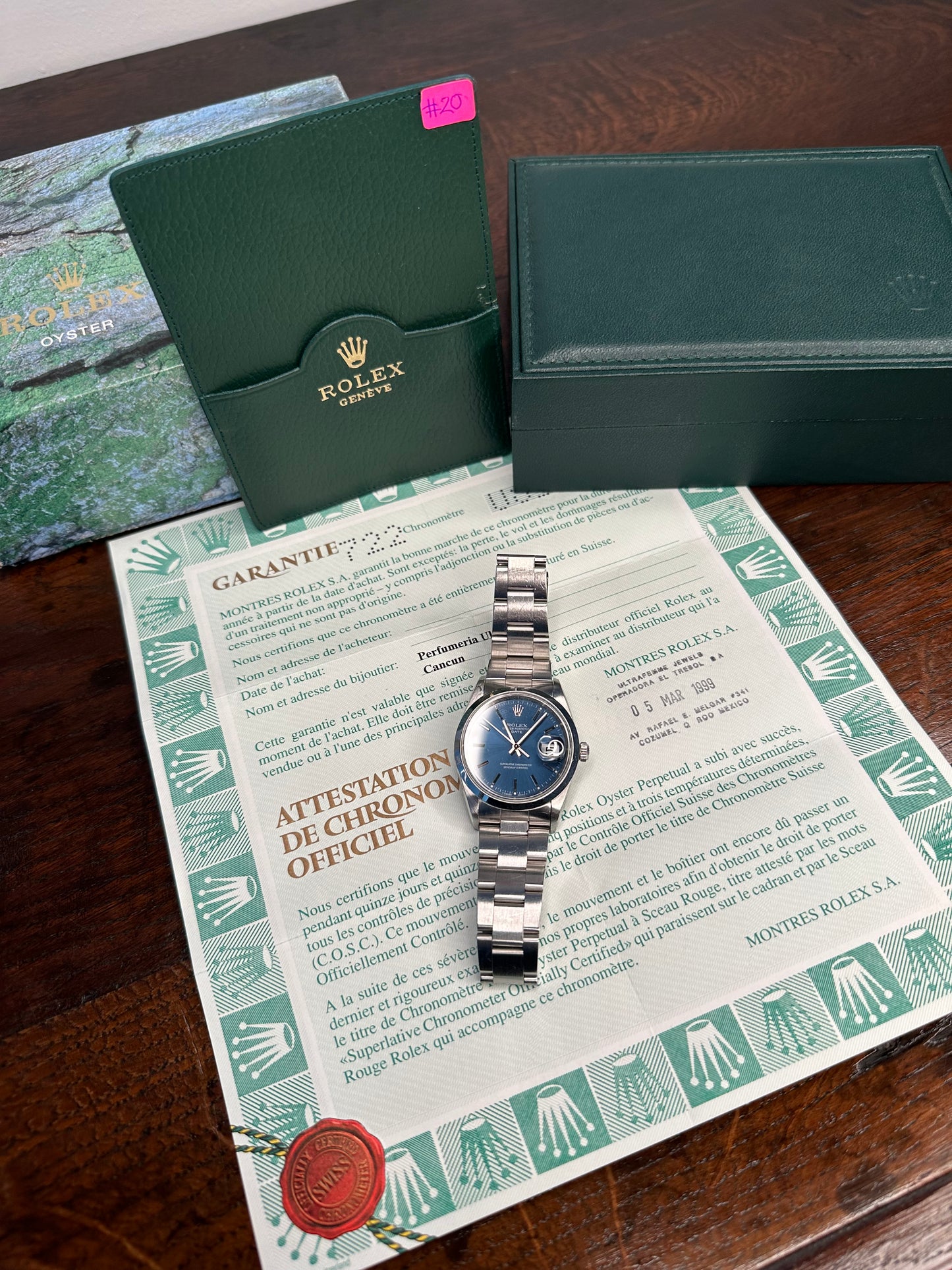 Rolex Oyster Perpetual Date 1989 Full Set Box & Papers Unpolished & Original