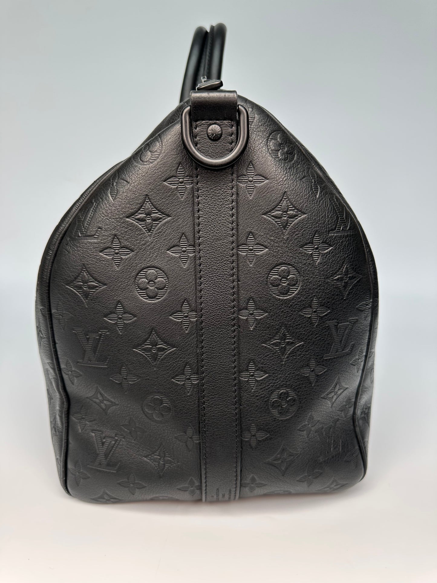 Louis Vuitton Keepall Bandoulière 50 Monogram Shadow Black Leather