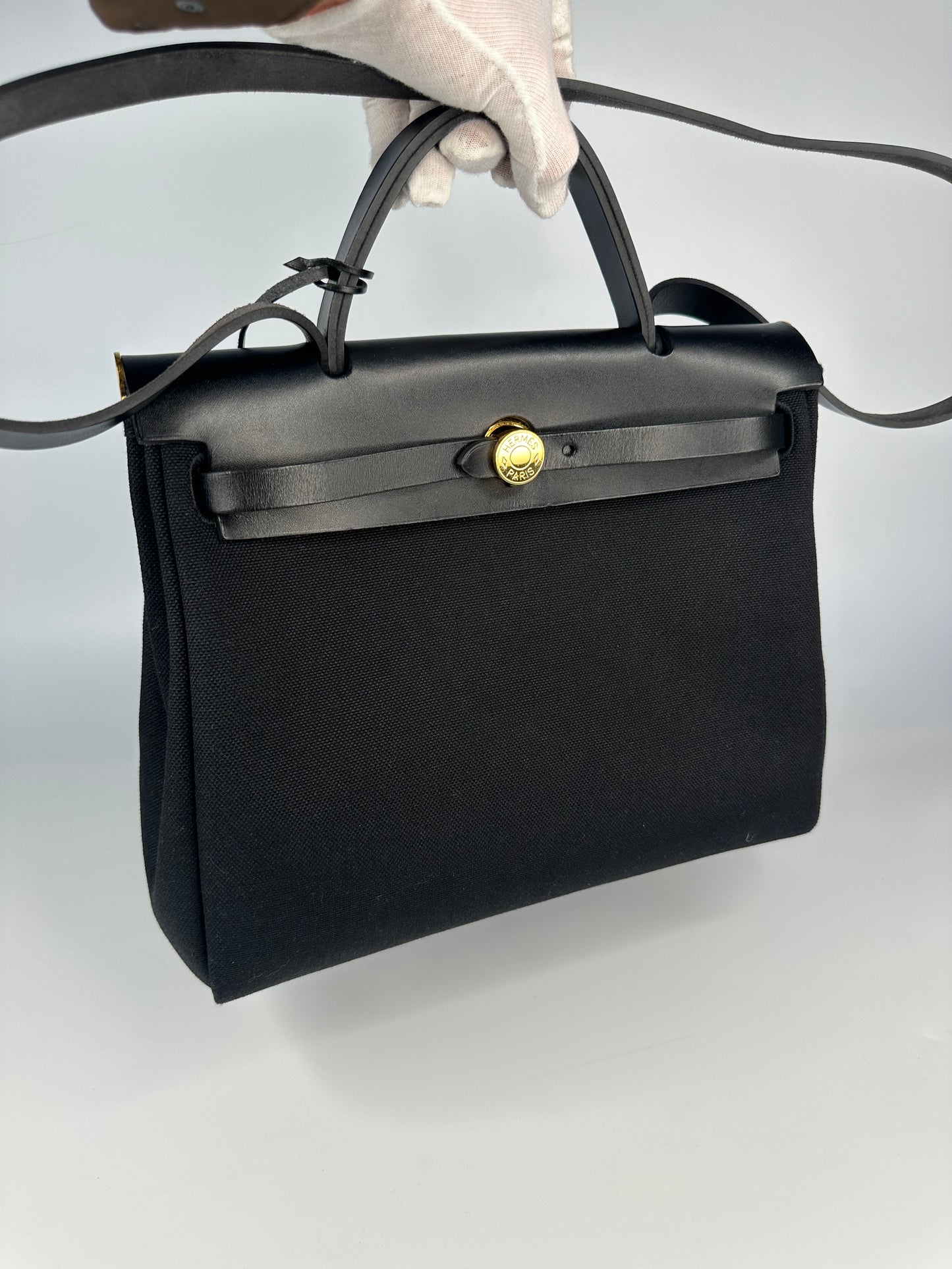 Hermès Herbag 31 Black / Noir with Gold Hardware (Full Set)