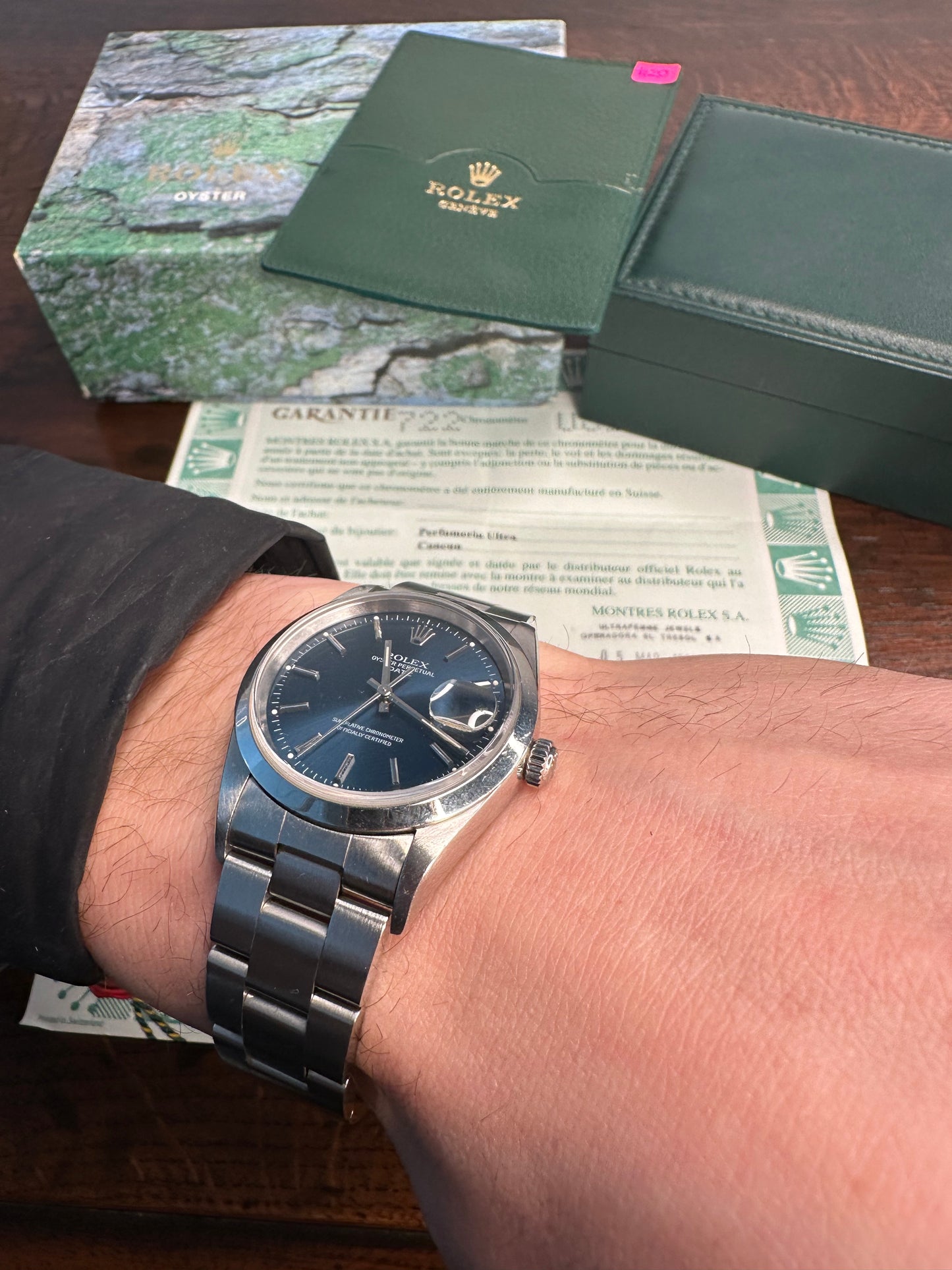 Rolex Oyster Perpetual Date 1989 Full Set Box & Papers Unpolished & Original