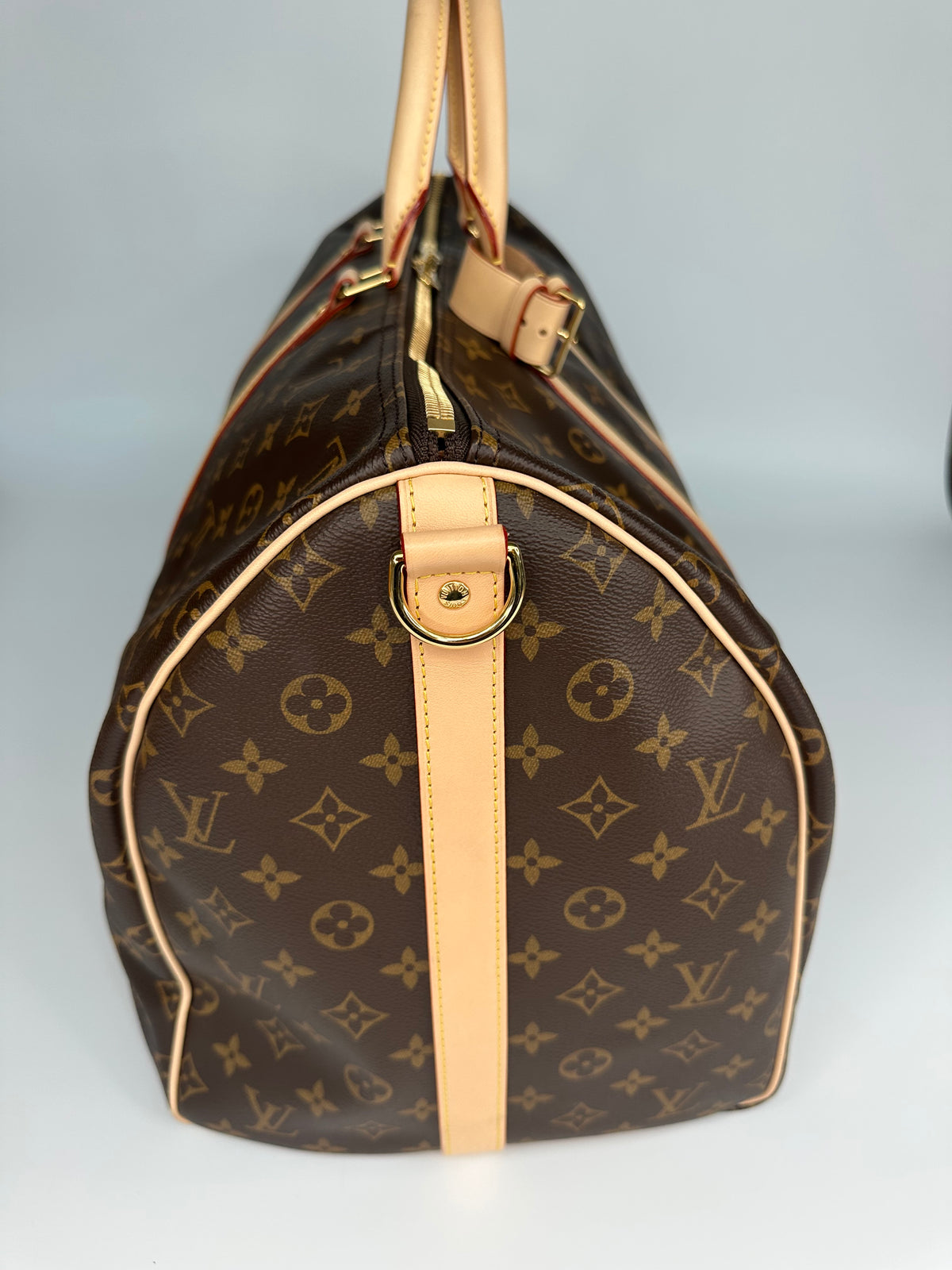 Louis Vuitton Keepall Bandoulière 55 Monogram Macassar Canvas Brown Beige