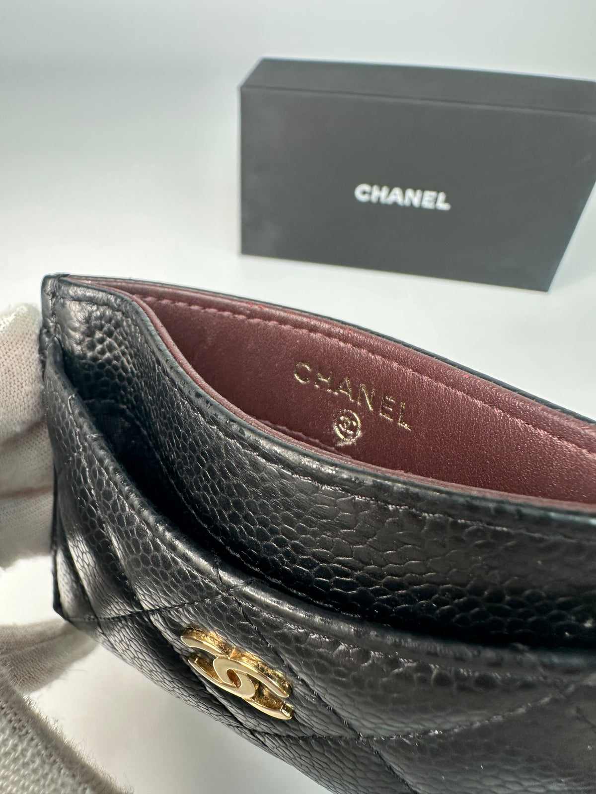 Chanel Classic Quilted Caviar Card Holder Black