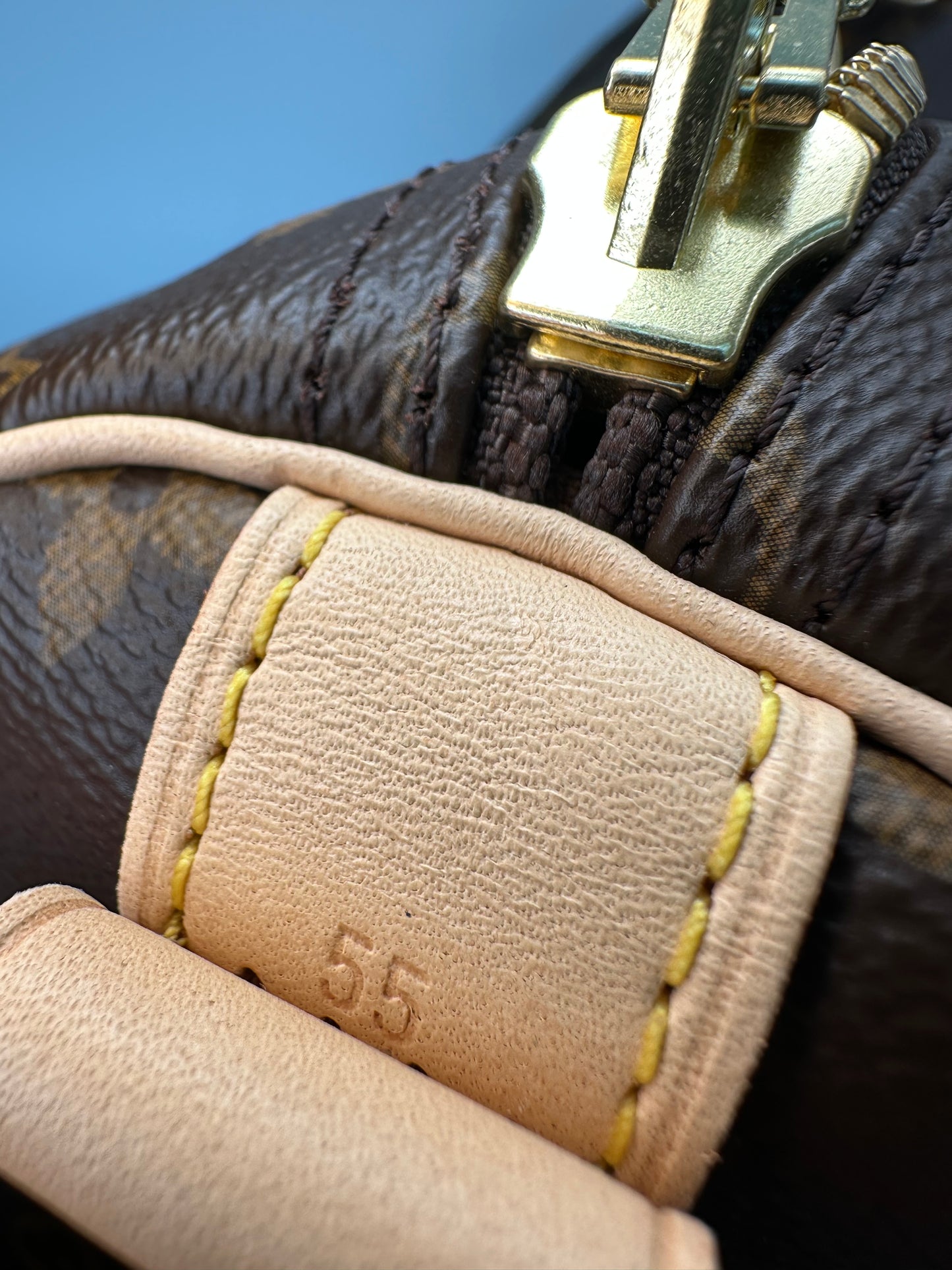 Louis Vuitton Keepall Bandoulière 55 Monogram Macassar Canvas Brown Beige