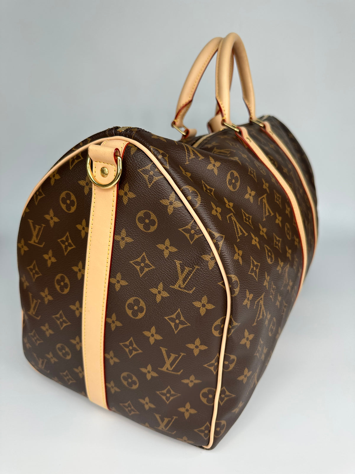 Louis Vuitton Keepall Bandoulière 55 Monogram Macassar Canvas Brown Beige