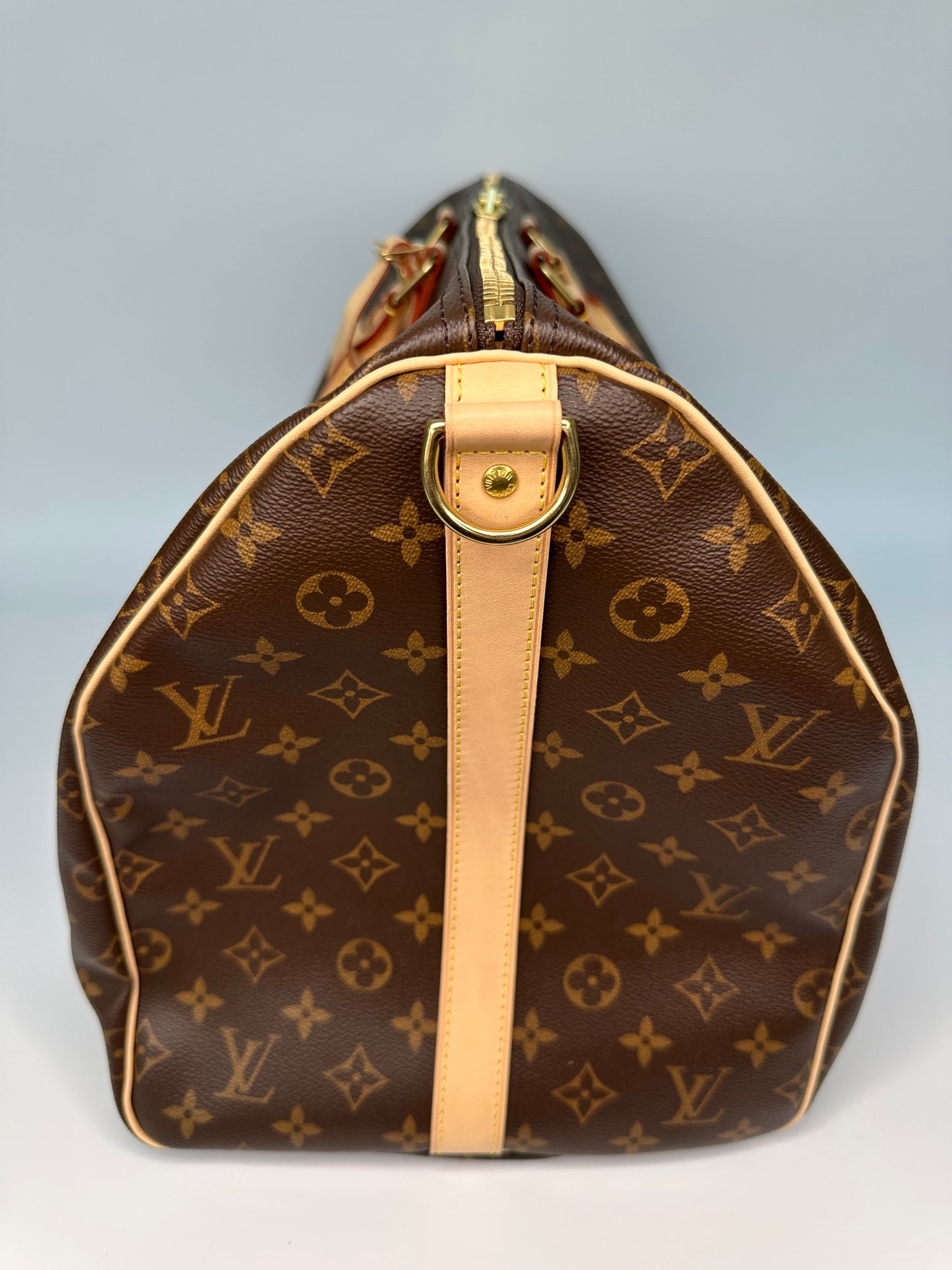Louis Vuitton Keepall Bandoulière 55 Monogram Macassar Canvas Brown Beige