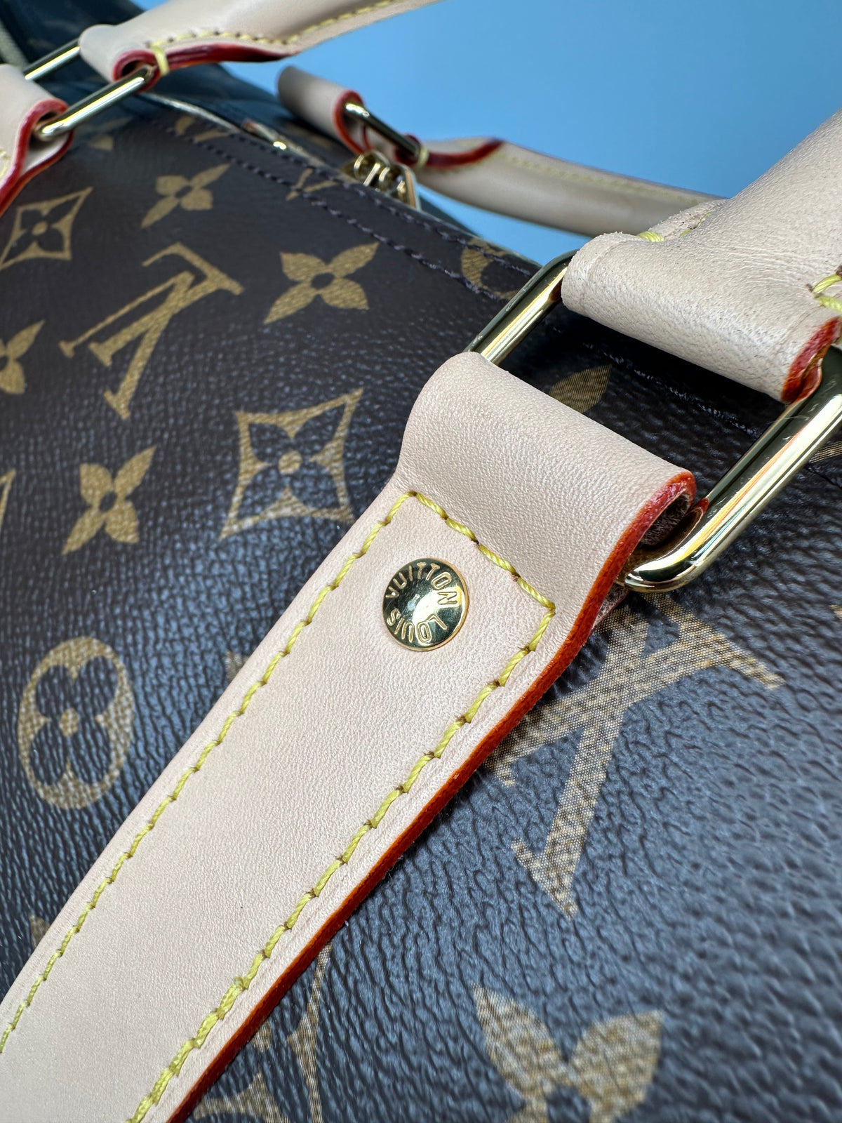 Louis Vuitton Keepall Bandoulière 55 Monogram Macassar Canvas Brown Beige