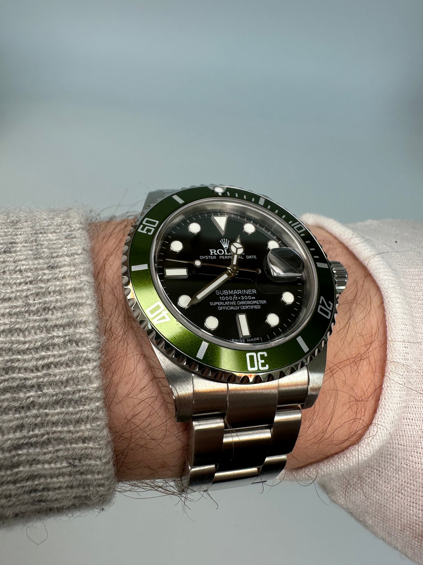 Rolex Submariner Date 16610V Kermit 50th Anniversary 2008 Full Set Unpolished