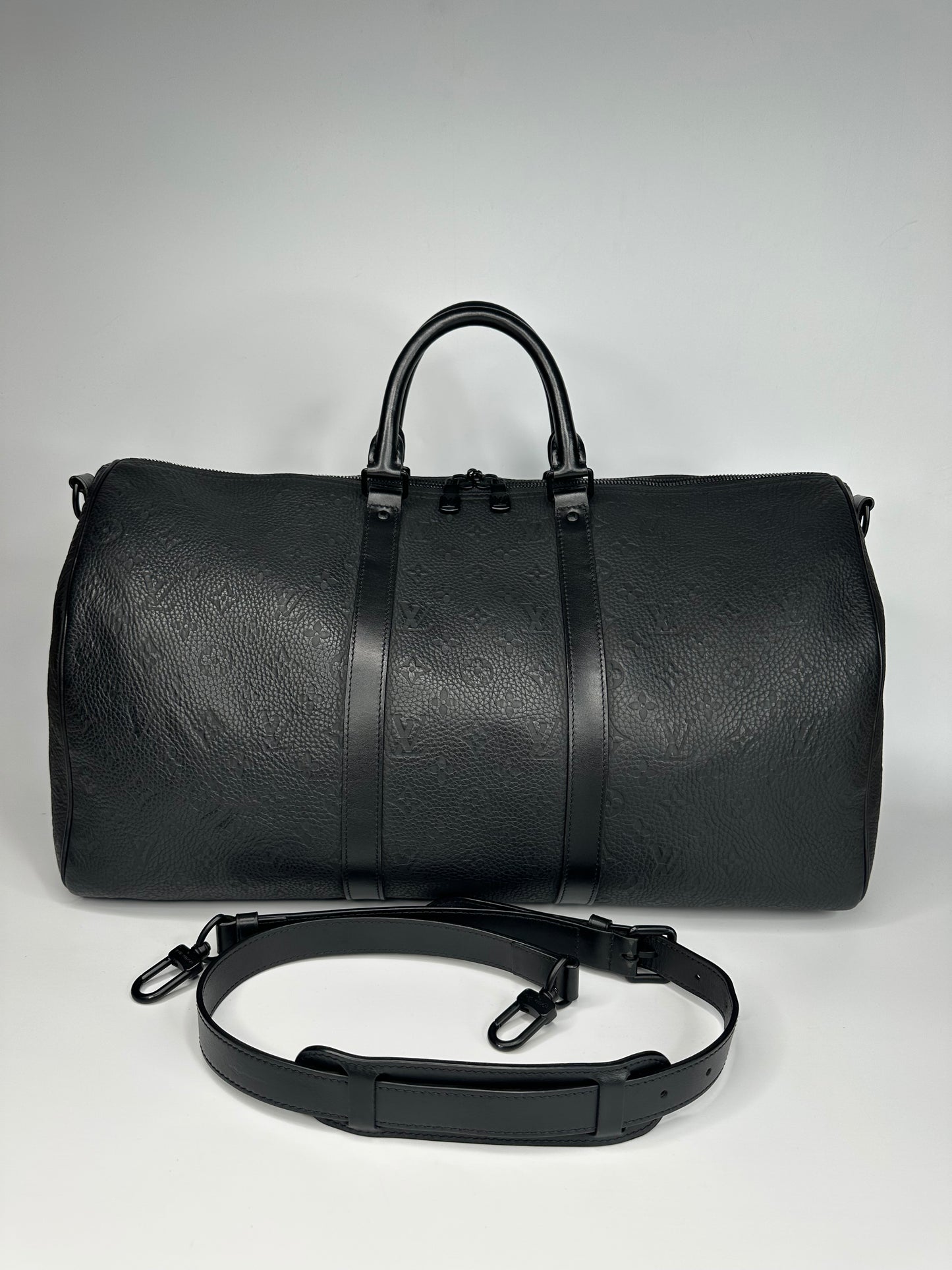 Louis Vuitton Keepall Bandoulière 50 Monogram Taurillon Black Leather Embossed