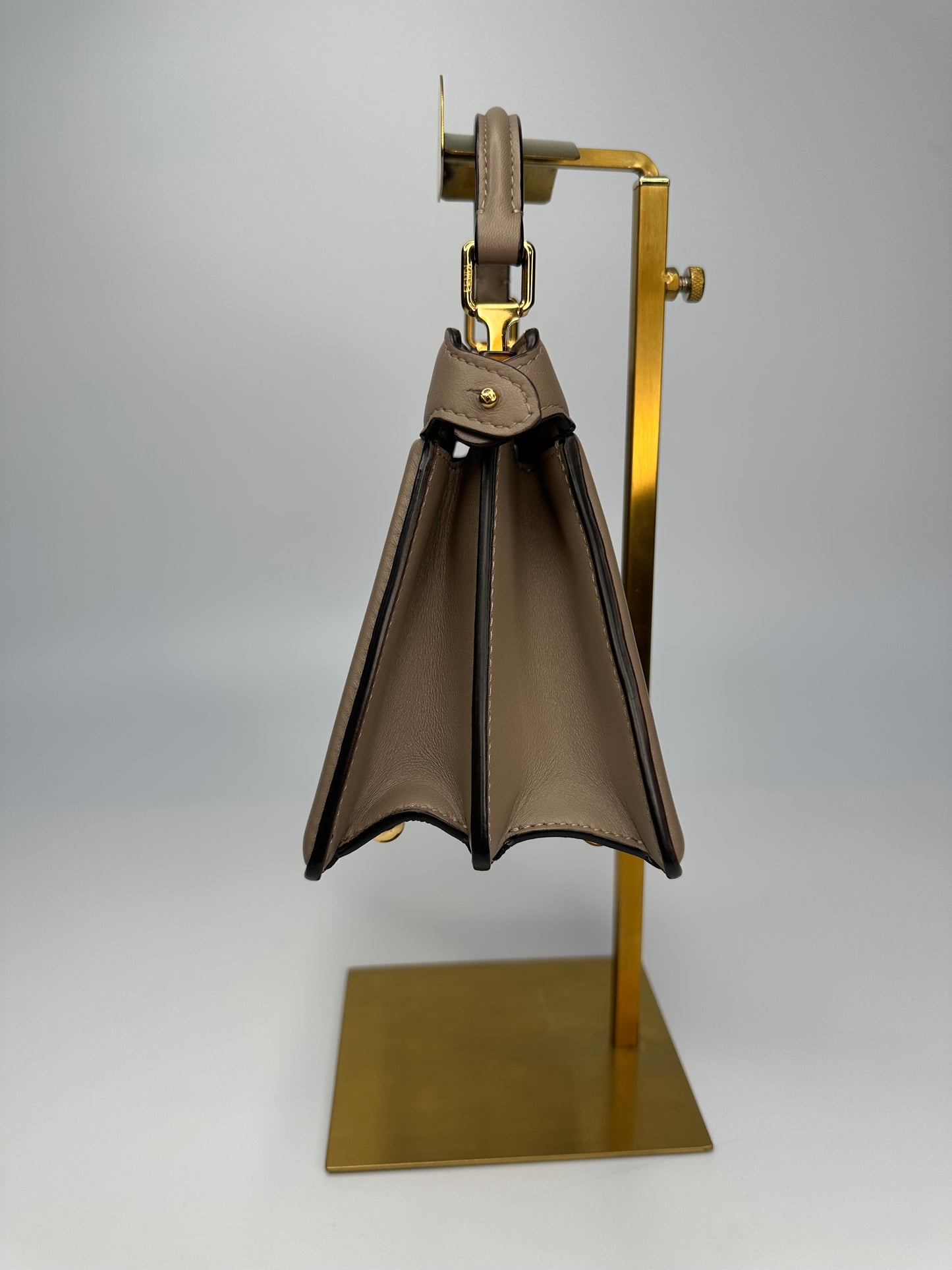 Peekaboo ISeeU Petite Dove Grey Padded Nappa Leather Bag With Strap Immaculate