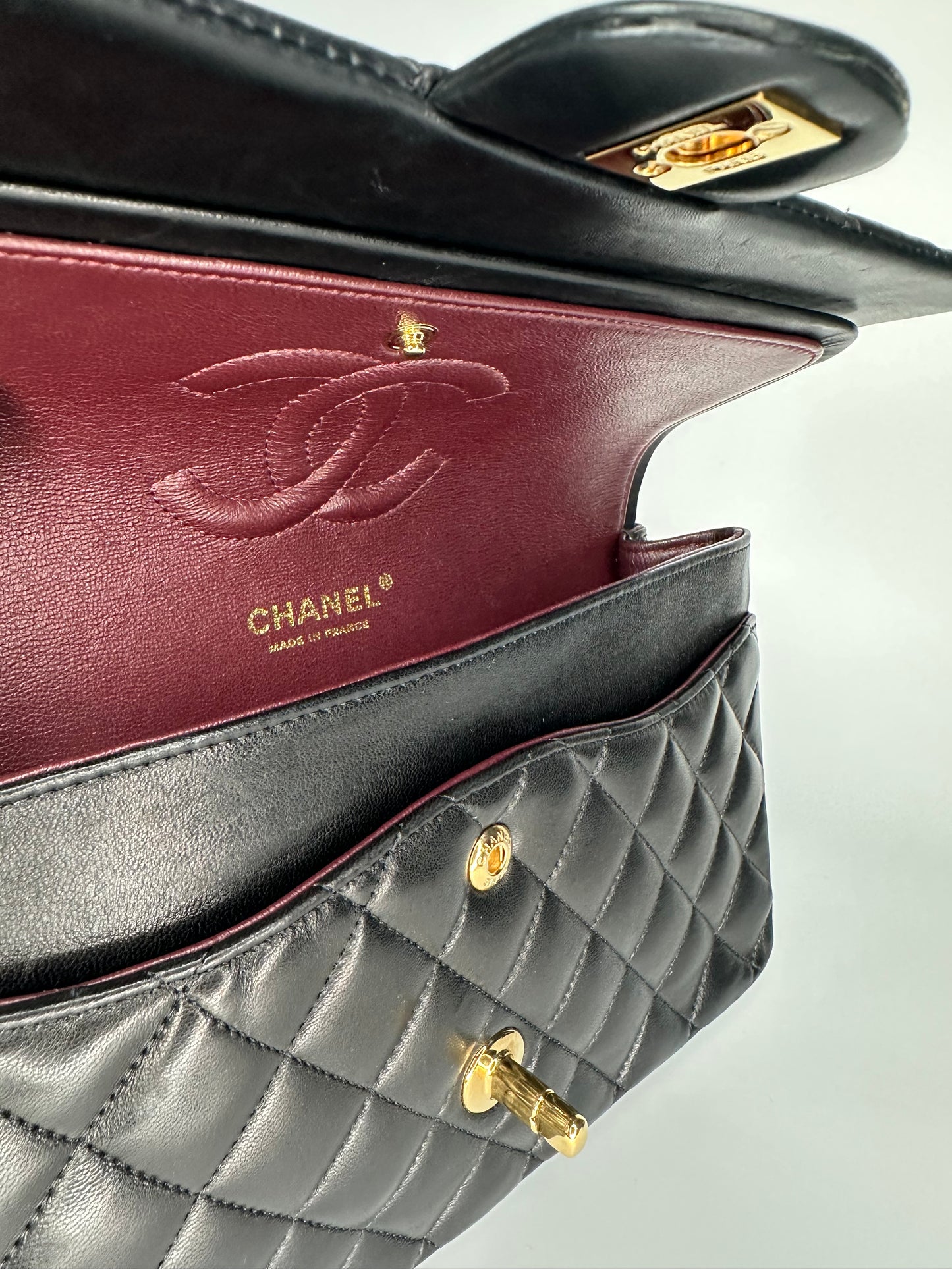 Chanel Black Medium Classic Double Flap Bag Quilted Lambskin Leather 2011