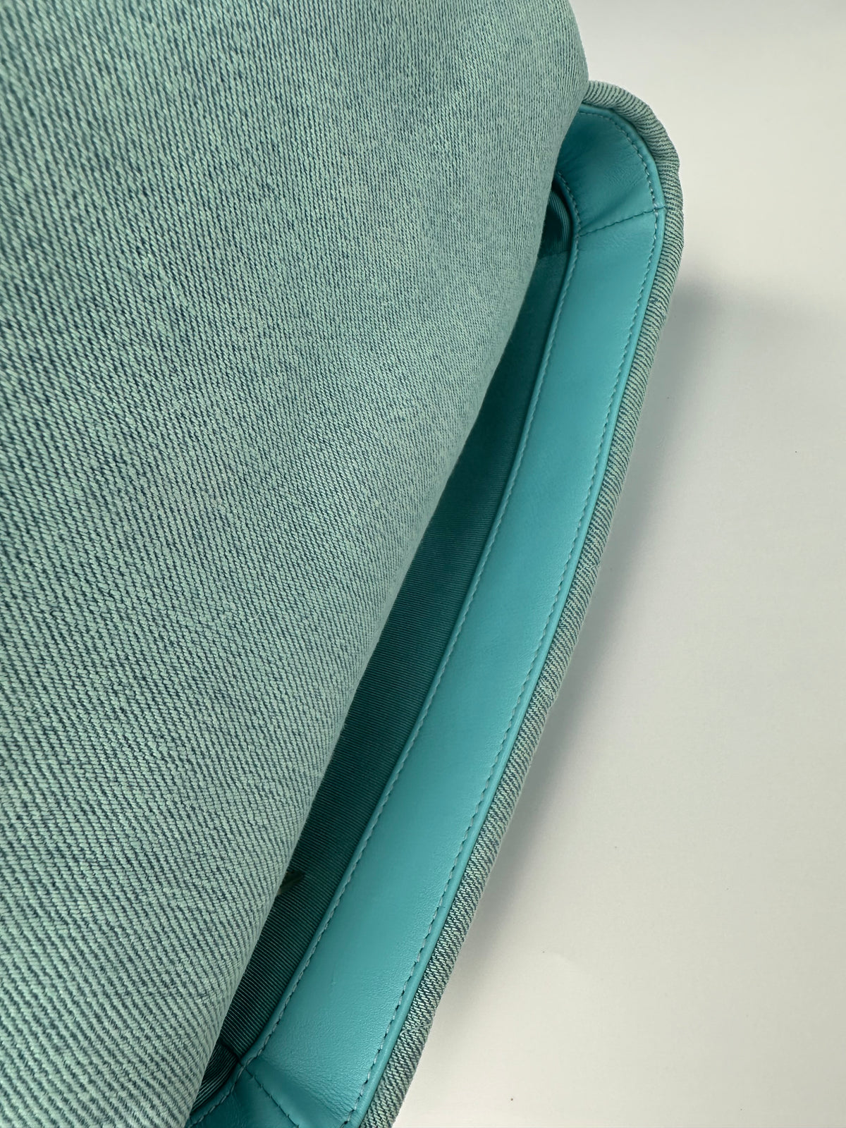 ChanelLight Blue Quilted Denim & Turquoise Lambskin Leather Small 19 Flap Bag
