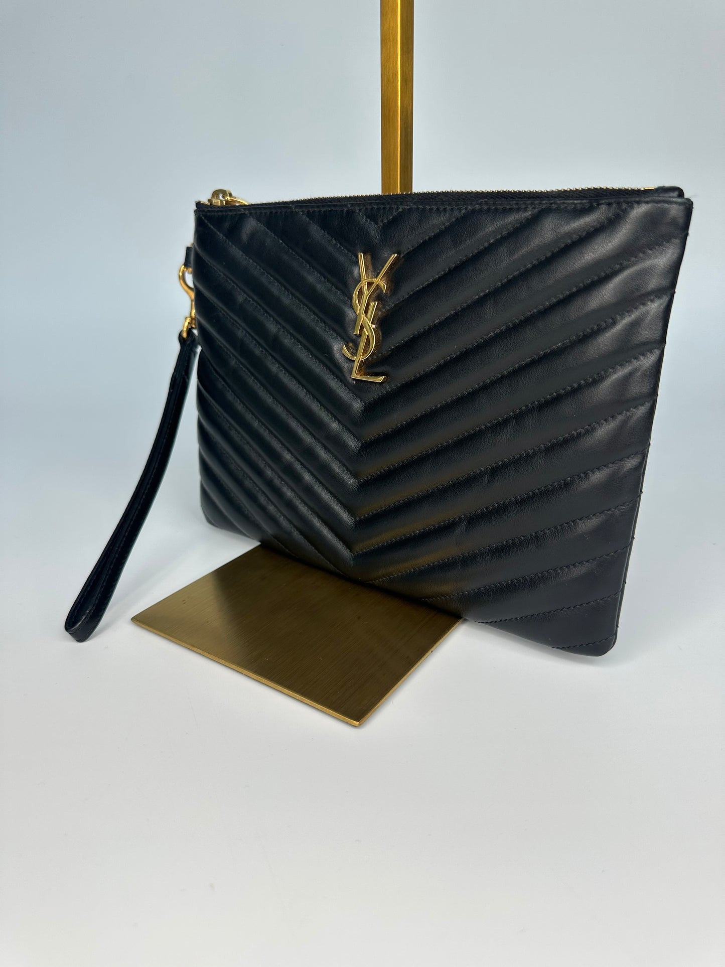 Saint Laurent Cassandre Matelassé Black Leather Pouch