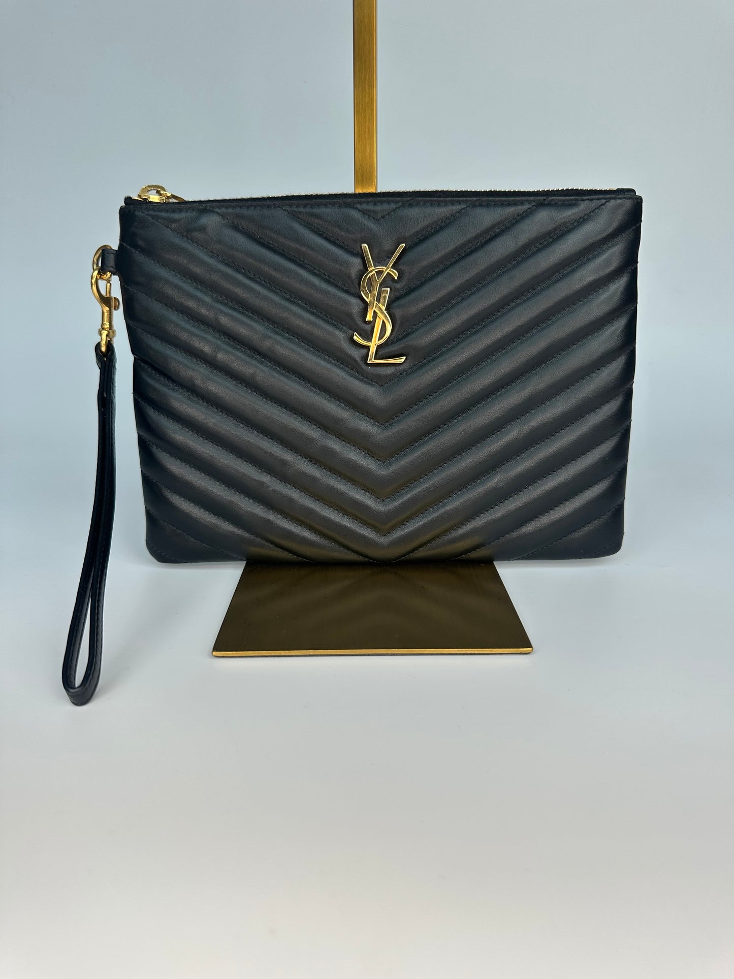 Saint Laurent Cassandre Matelassé Black Leather Pouch