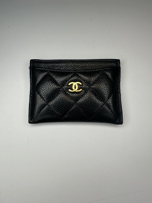 Chanel Classic Quilted Caviar Card Holder Black