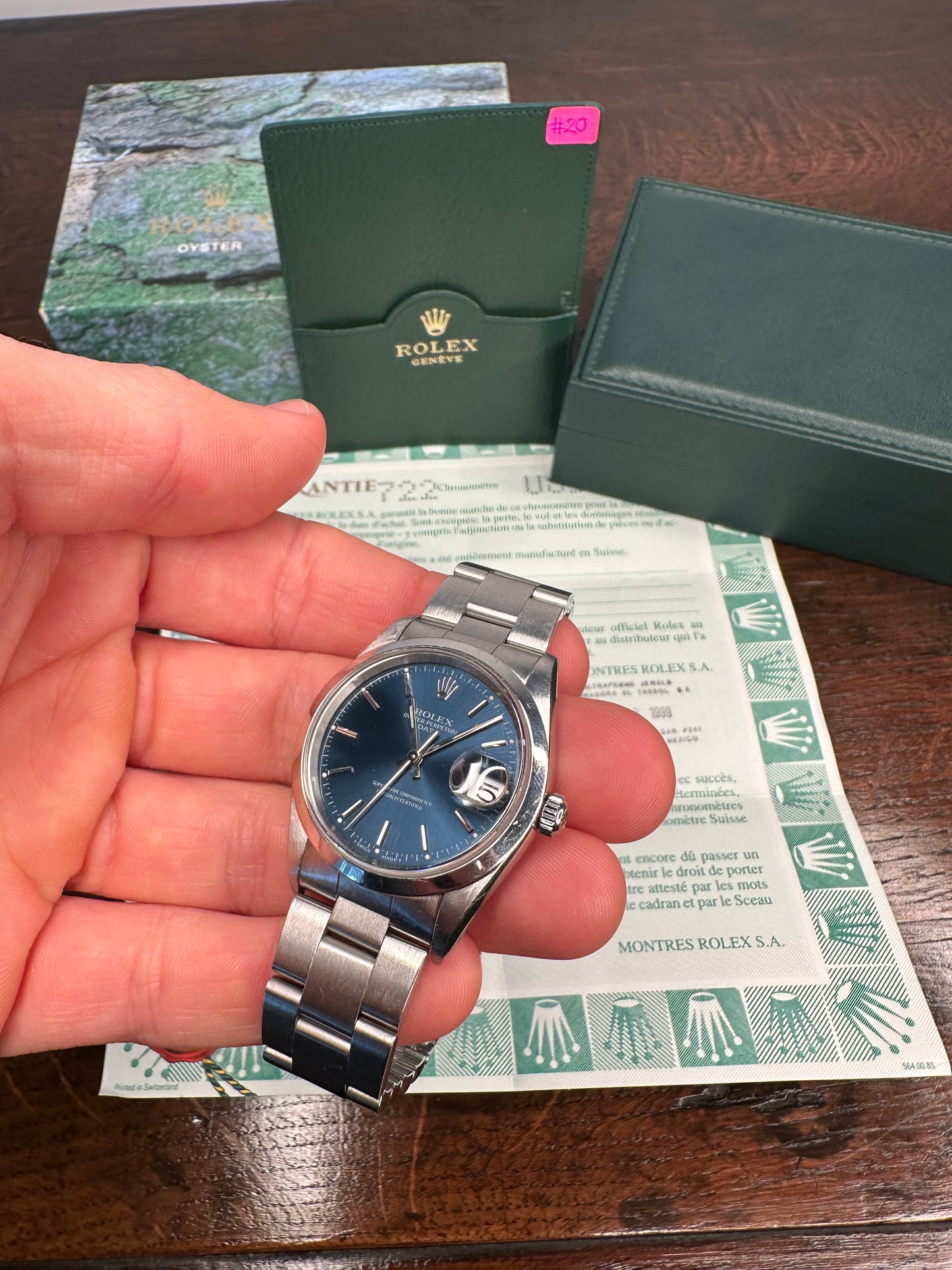 Rolex Oyster Perpetual Date 1989 Full Set Box & Papers Unpolished & Original