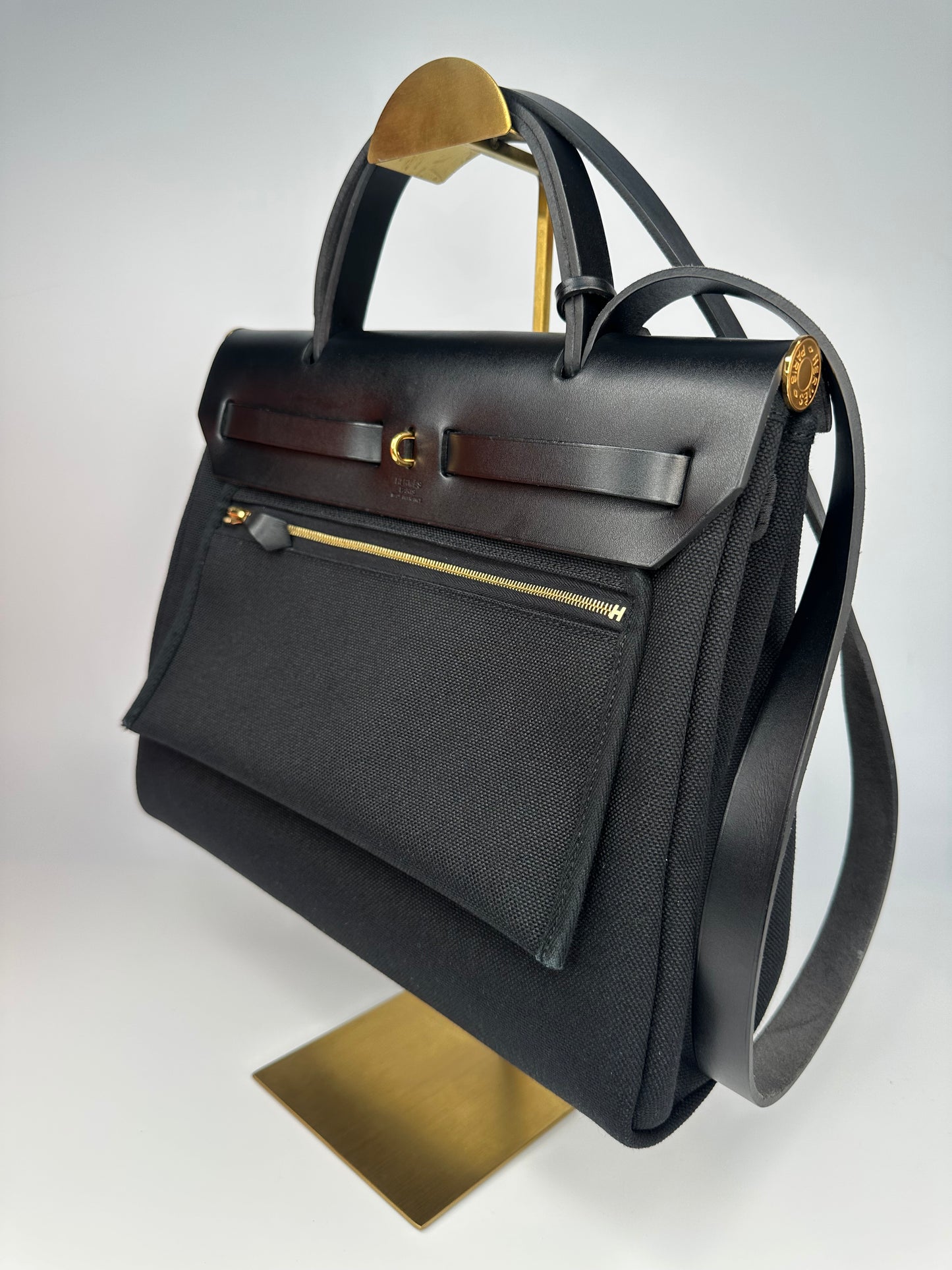 Hermès Herbag 31 Black / Noir with Gold Hardware (Full Set)