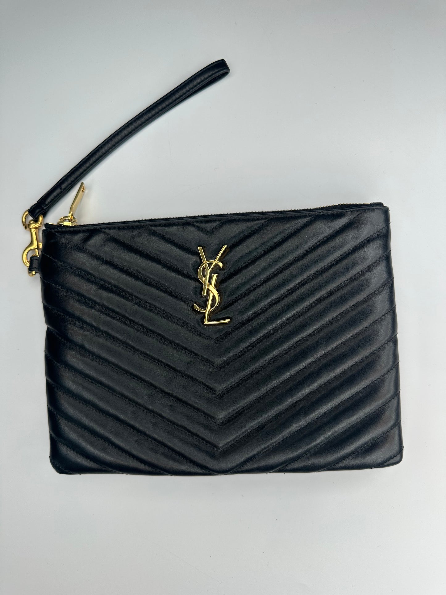 Saint Laurent Cassandre Matelassé Black Leather Pouch