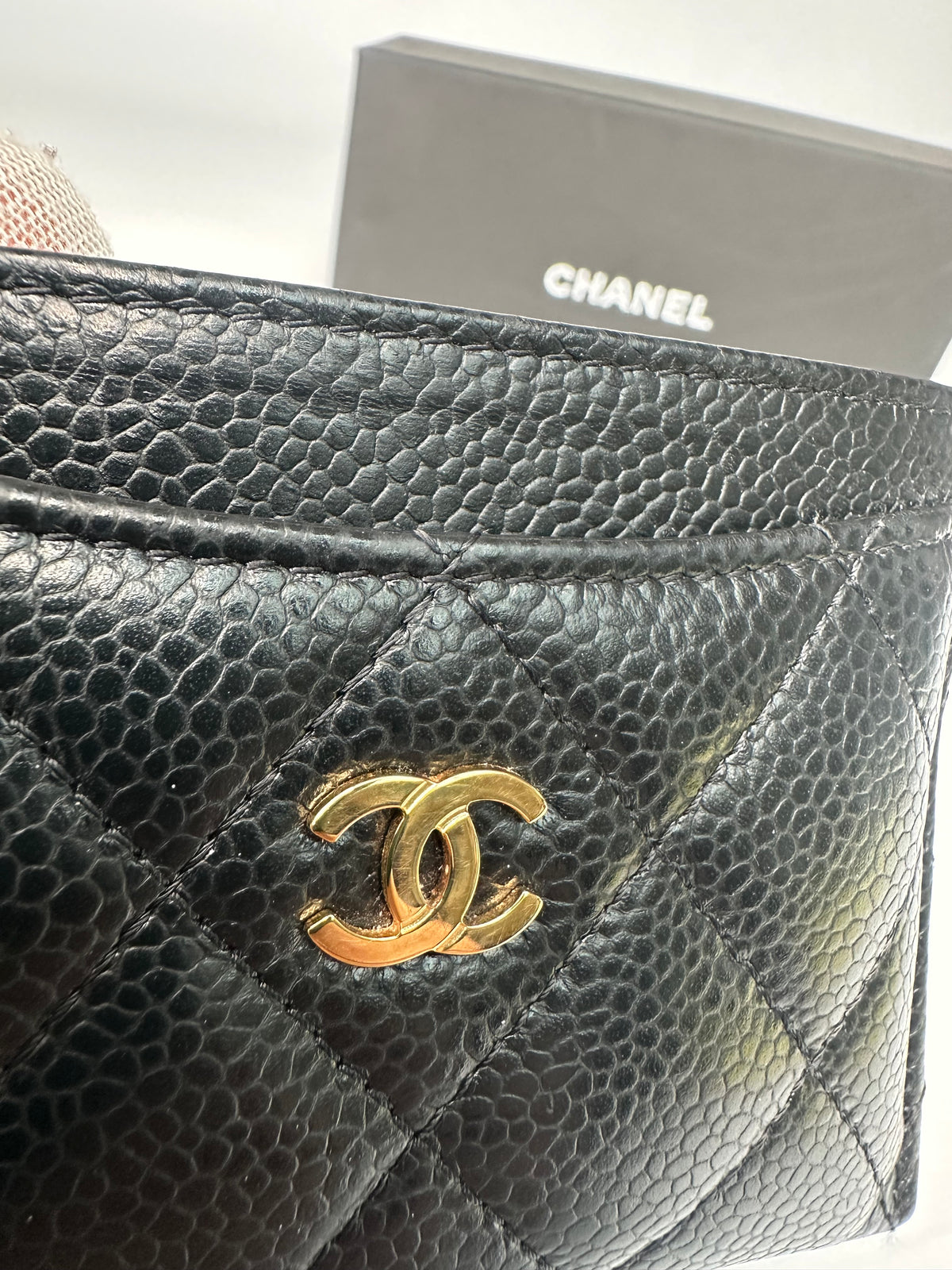 Chanel Classic Quilted Caviar Card Holder Black