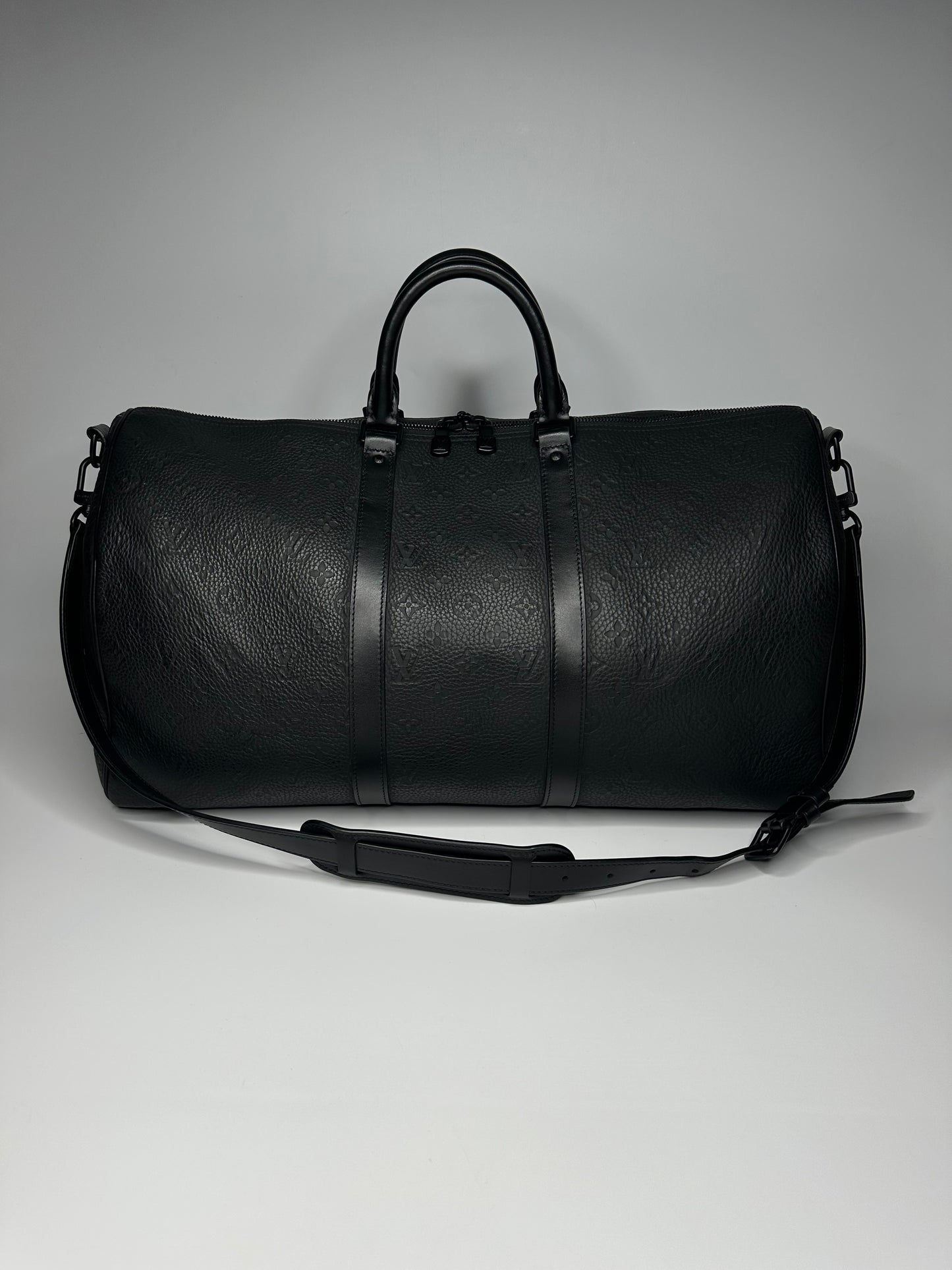 Louis Vuitton Keepall Bandoulière 50 Monogram Taurillon Black Leather Embossed