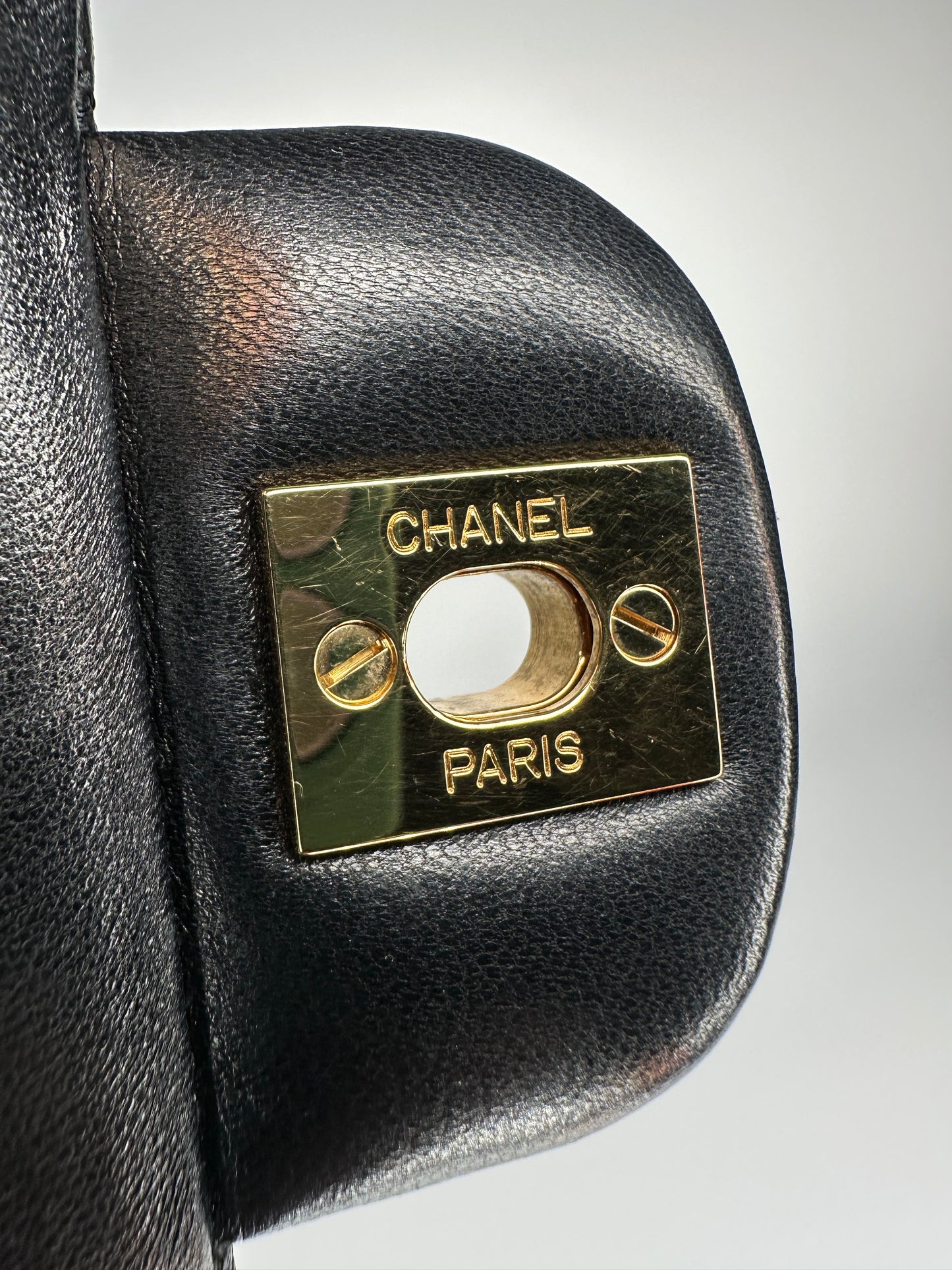 Chanel Black Medium Classic Double Flap Bag Quilted Lambskin Leather 2011