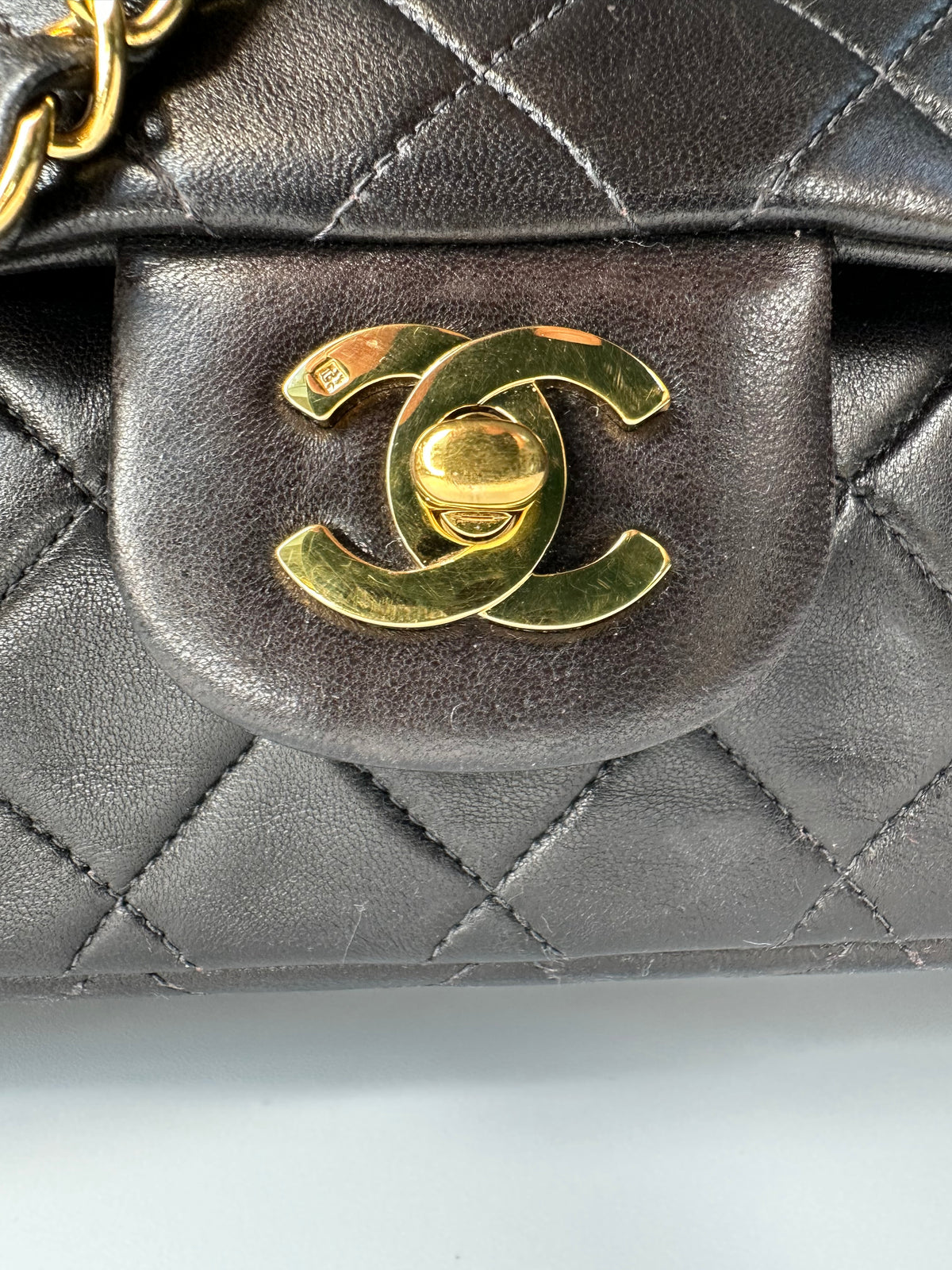 Chanel Black (Chocolate Brown Patina) Lambskin Small Classic Double Flap Bag