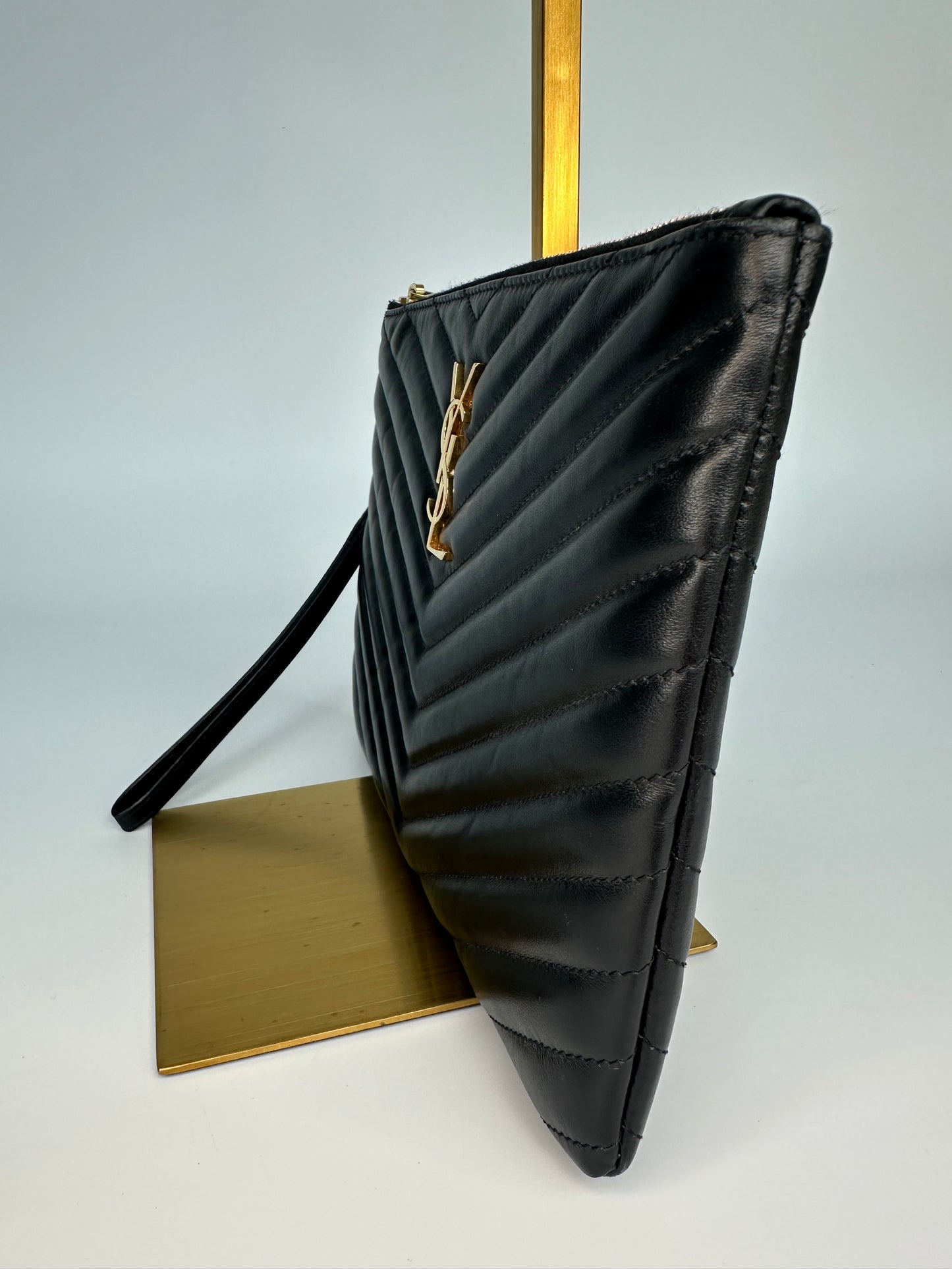 Saint Laurent Cassandre Matelassé Black Leather Pouch