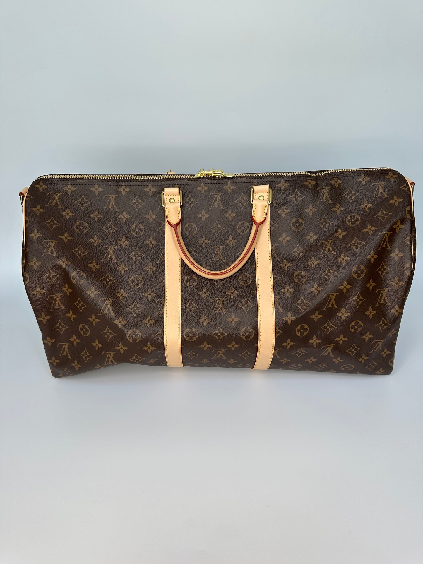 Louis Vuitton Keepall Bandoulière 55 Monogram Macassar Canvas Brown Beige